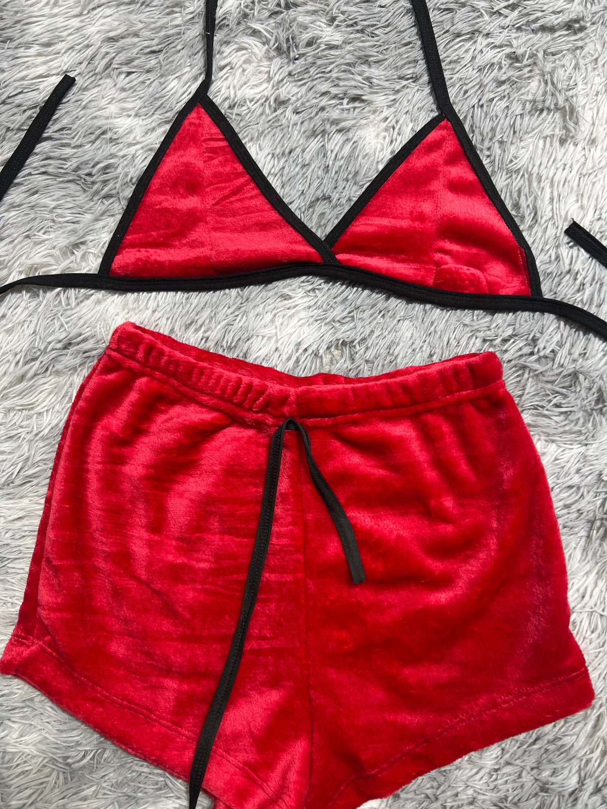 Rojo Top Con Short Unitalla De Afelpada