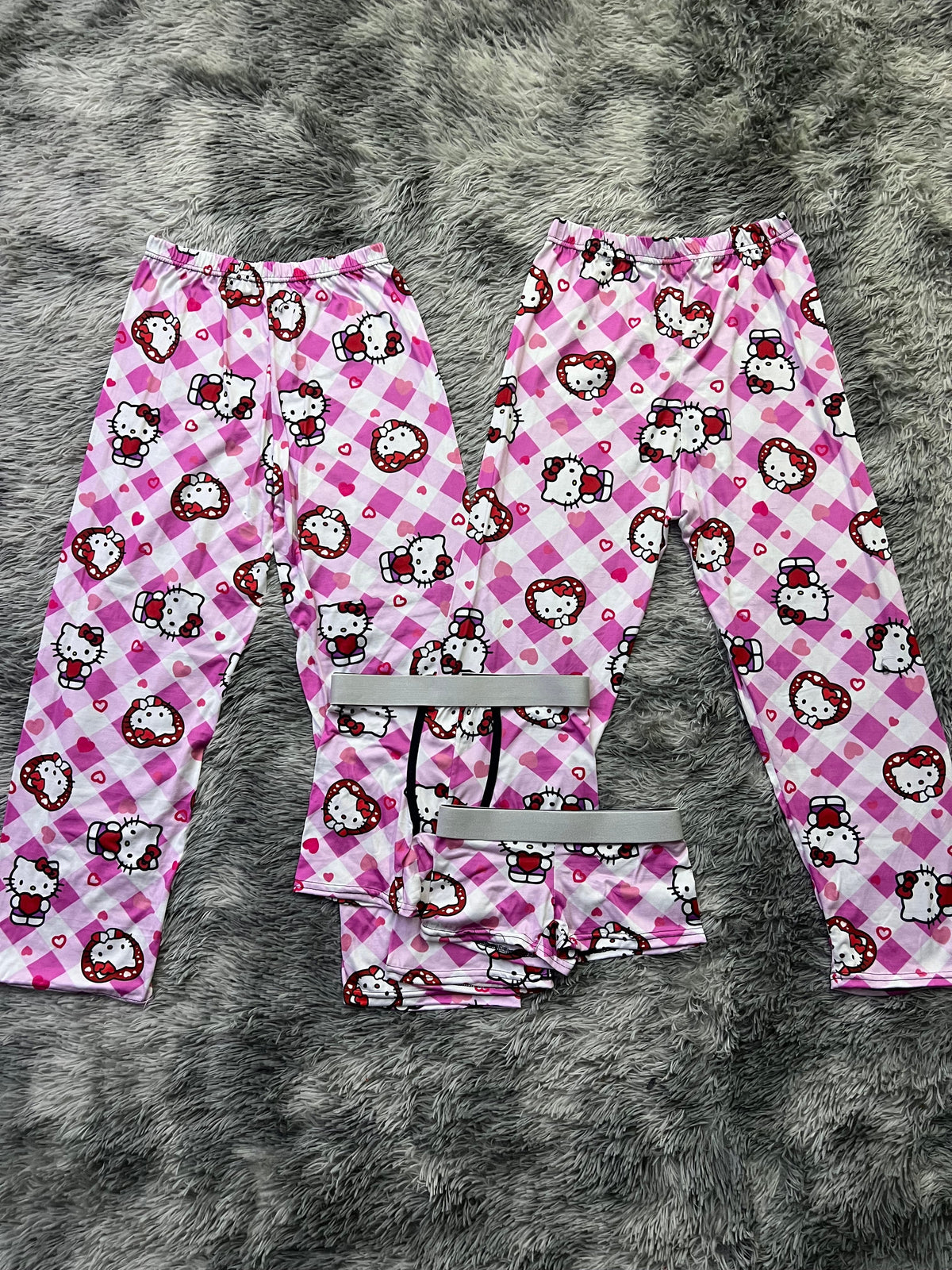 Hello Kitty Rosa Cuadros Pijama De 5 Piezas