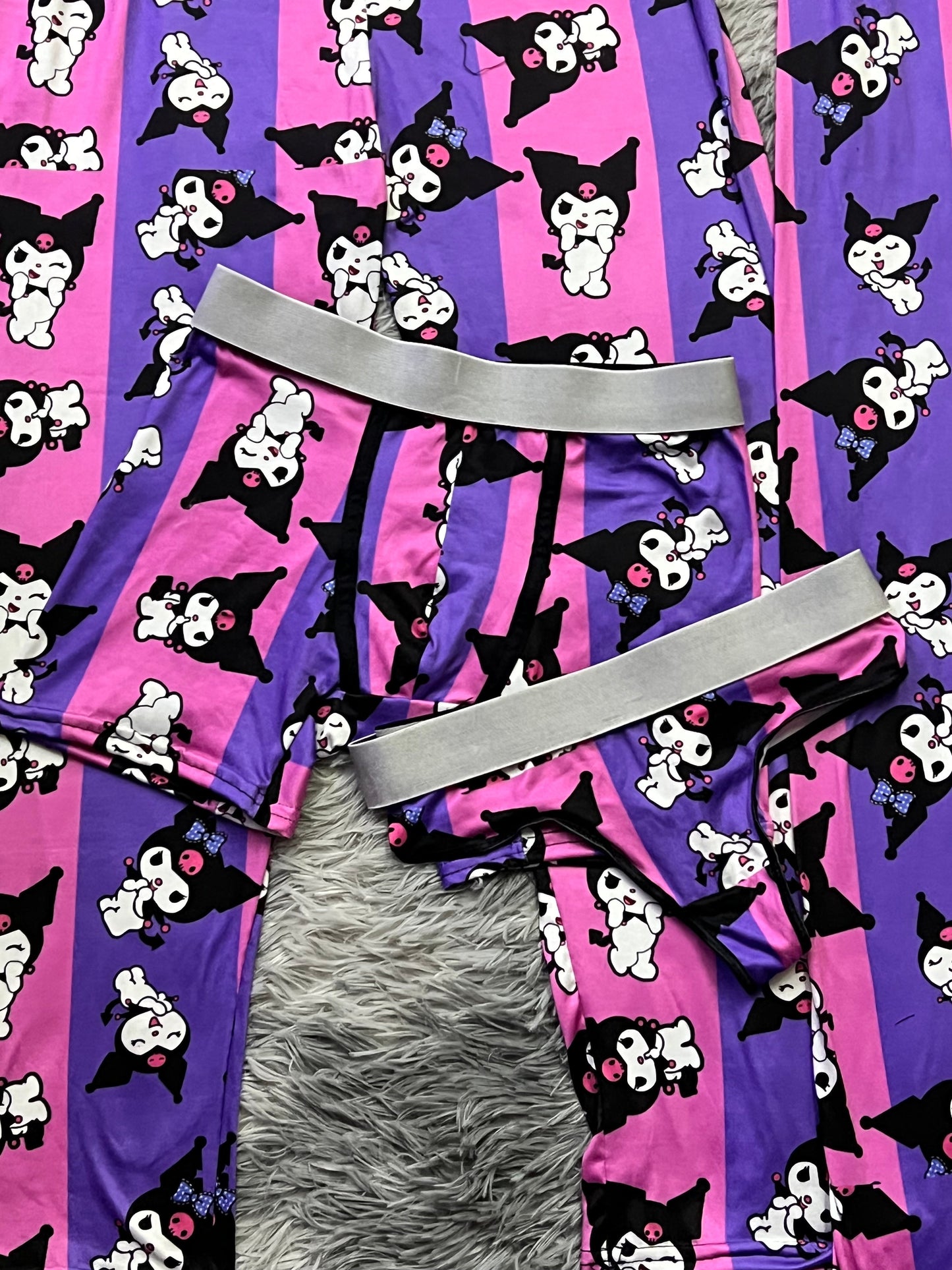 Kuromi Púrpura Rosa Duo de pijama de 5 piezas.