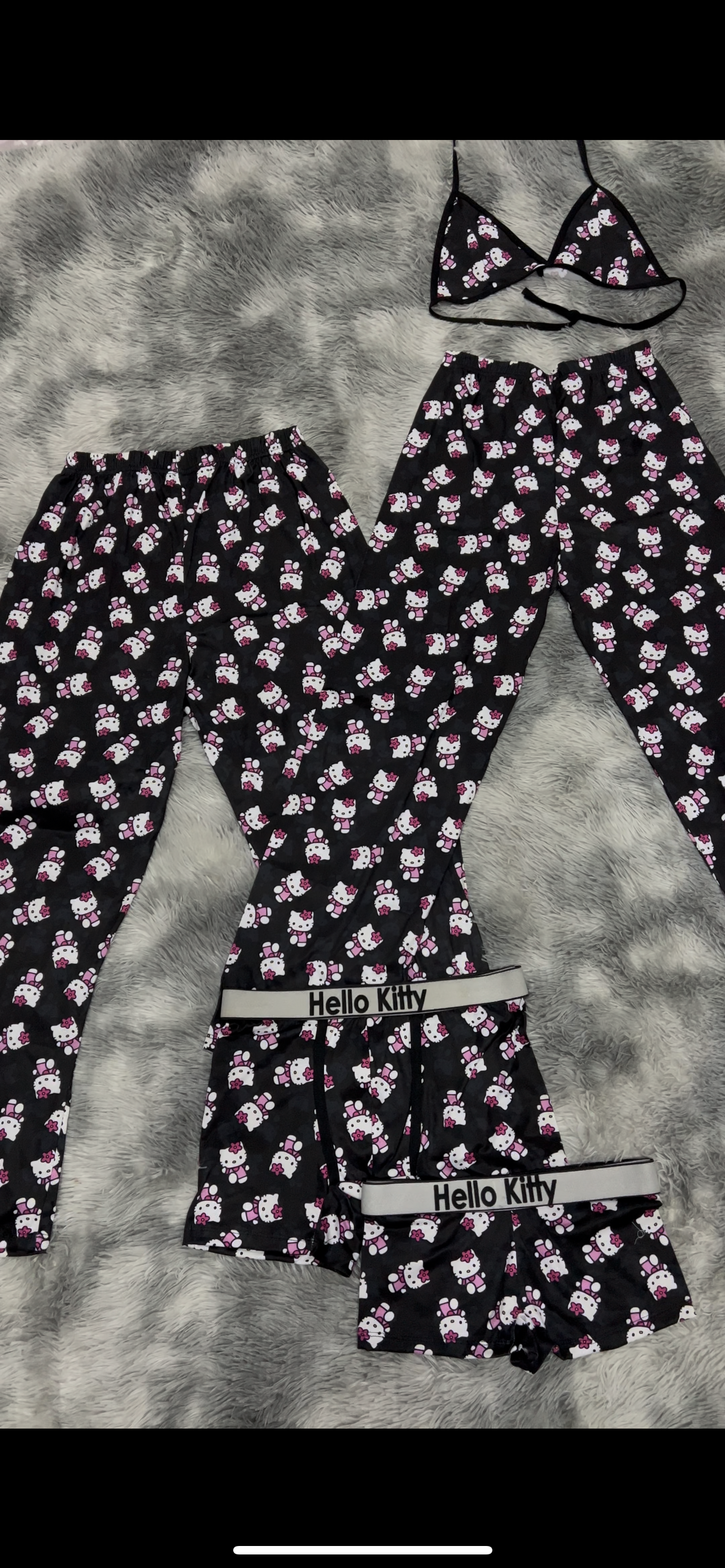 Hello Kitty Pijama Dibujo Mascota Icono Negro Duo De Pijama 5 Piezas Duo Unitalla De 5 Piezas