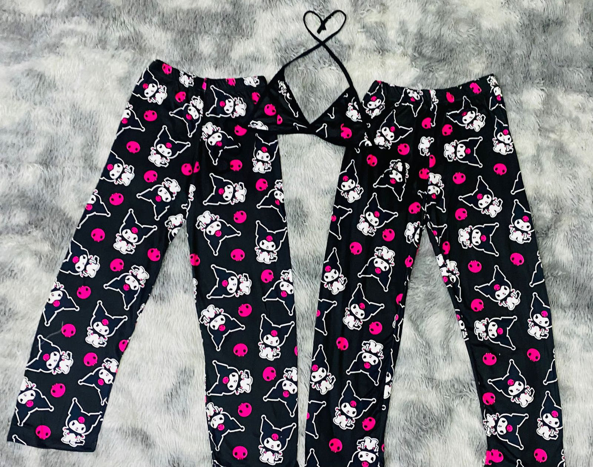 Kuromi Pijama Negro Duo De Pijama Afelpada.