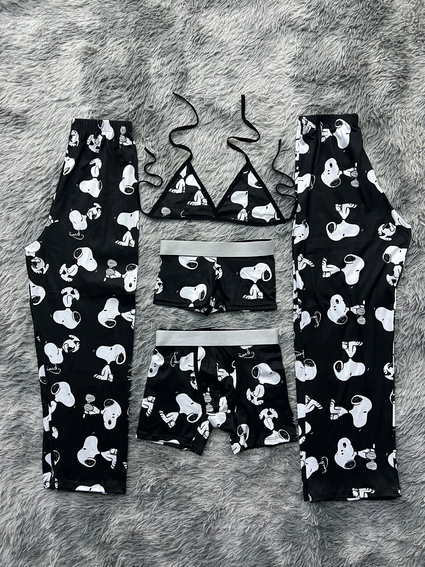 Snoopy fondo negro pijama 5 piezas