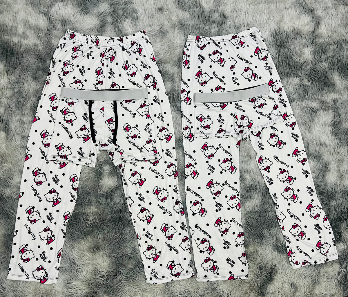 Hello Kitty Blanco Polk A Punto Pijama De 5 Piezas