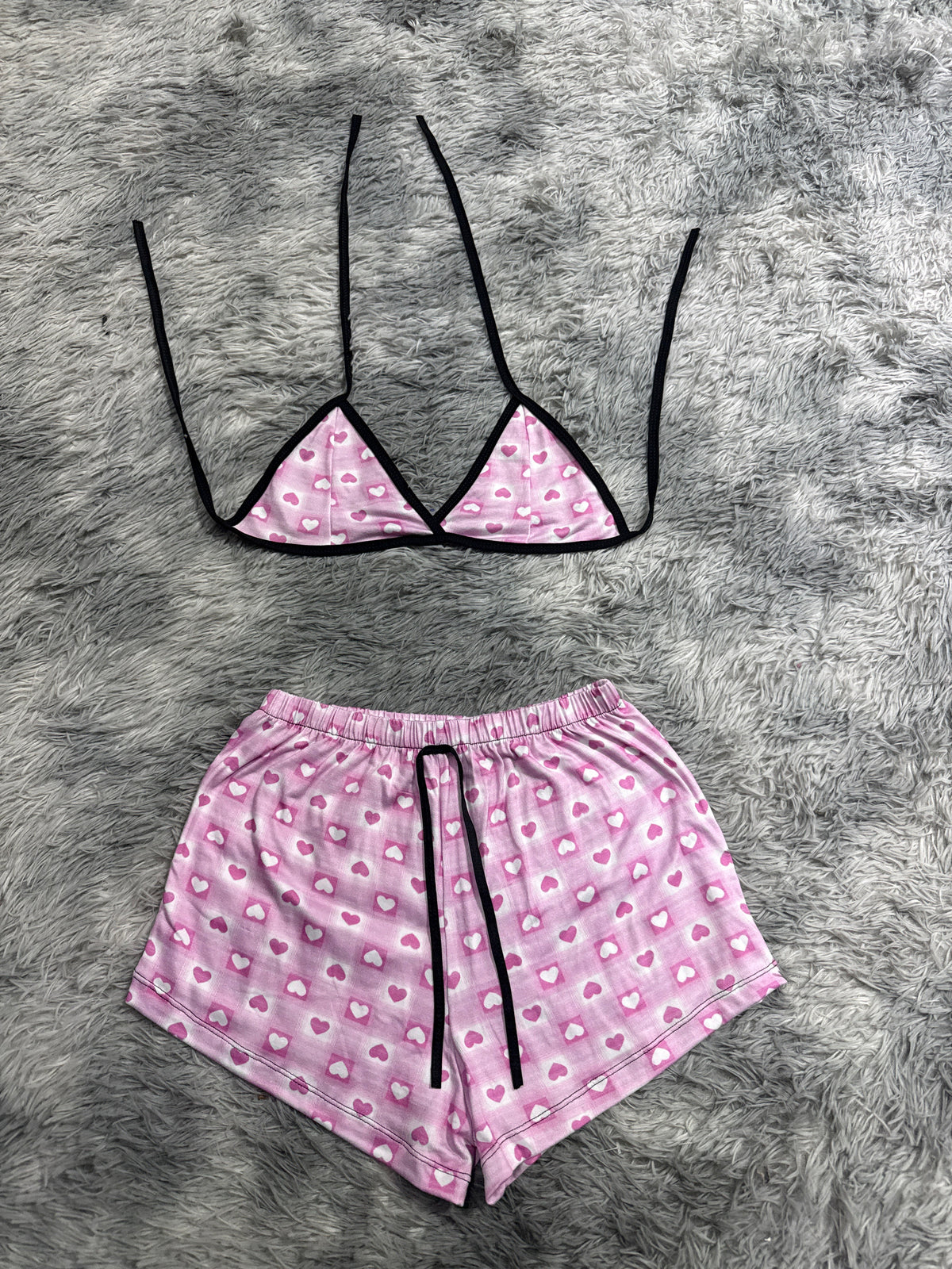 Cuadros Y Corazones Rosas Top Con Short Unitalla De Brush