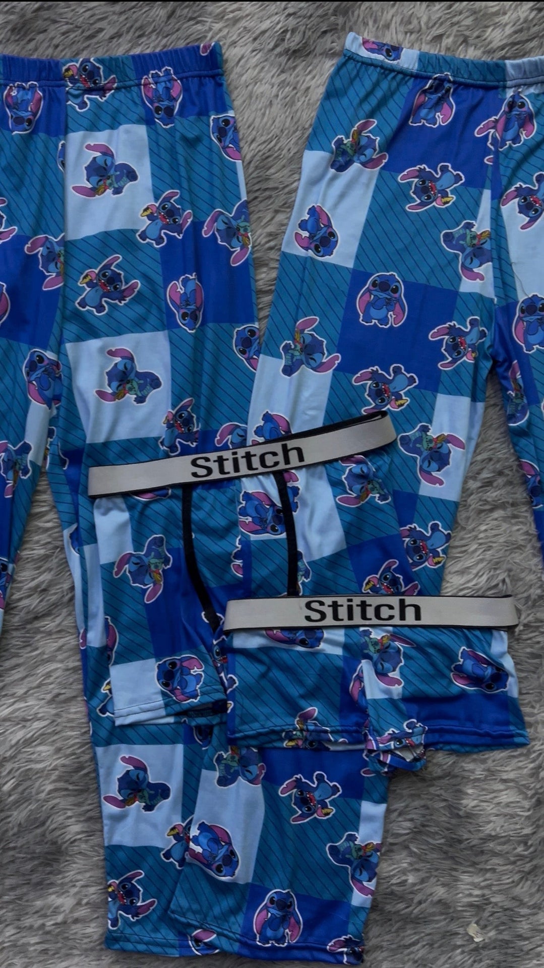 stitch cuadros azules pijama 5 piezas