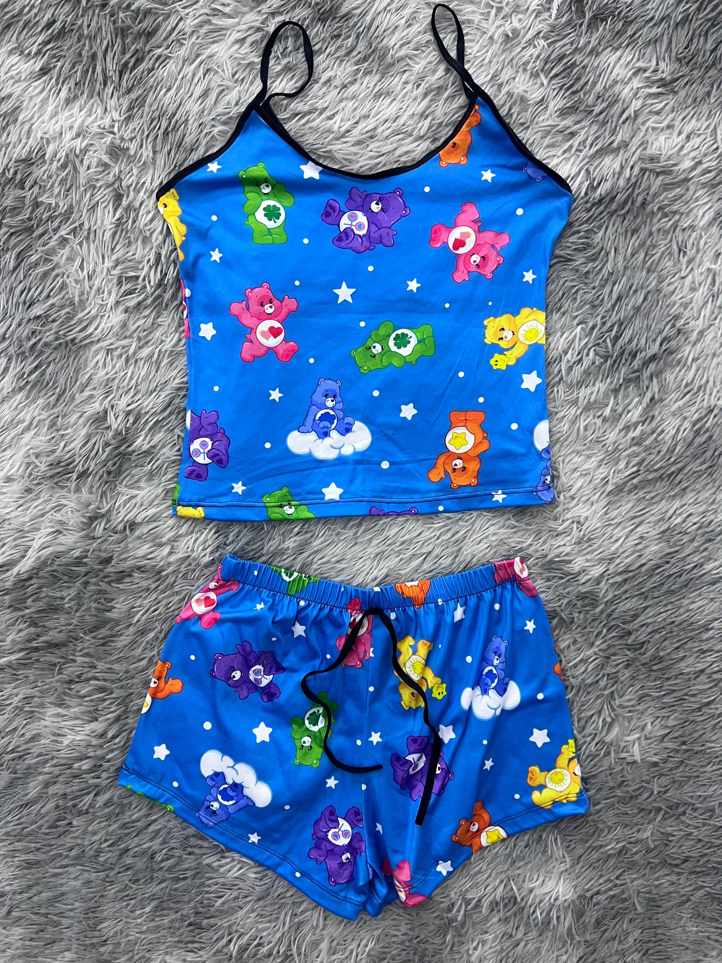 ositos cariñosos fondo azul blusa con short unitalla de brush