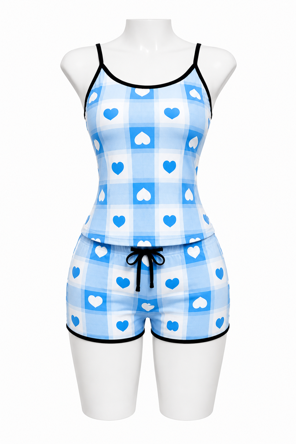 Corazon Azul Cuadros Blusa Con Short