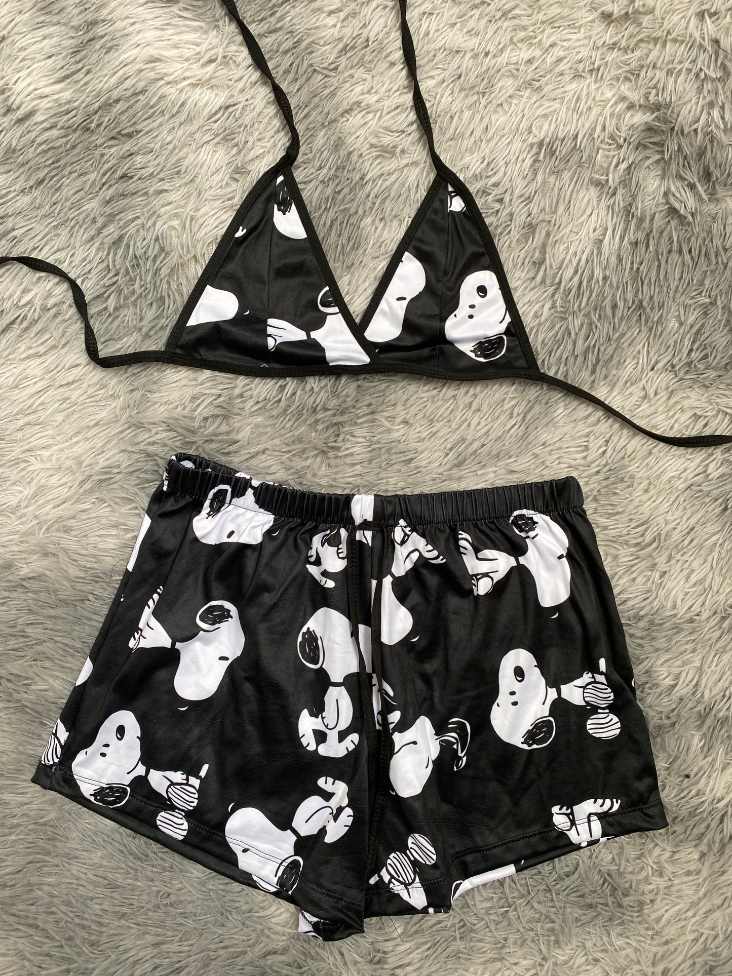 Snoopy negro Top Con Short Unitalla De Brush