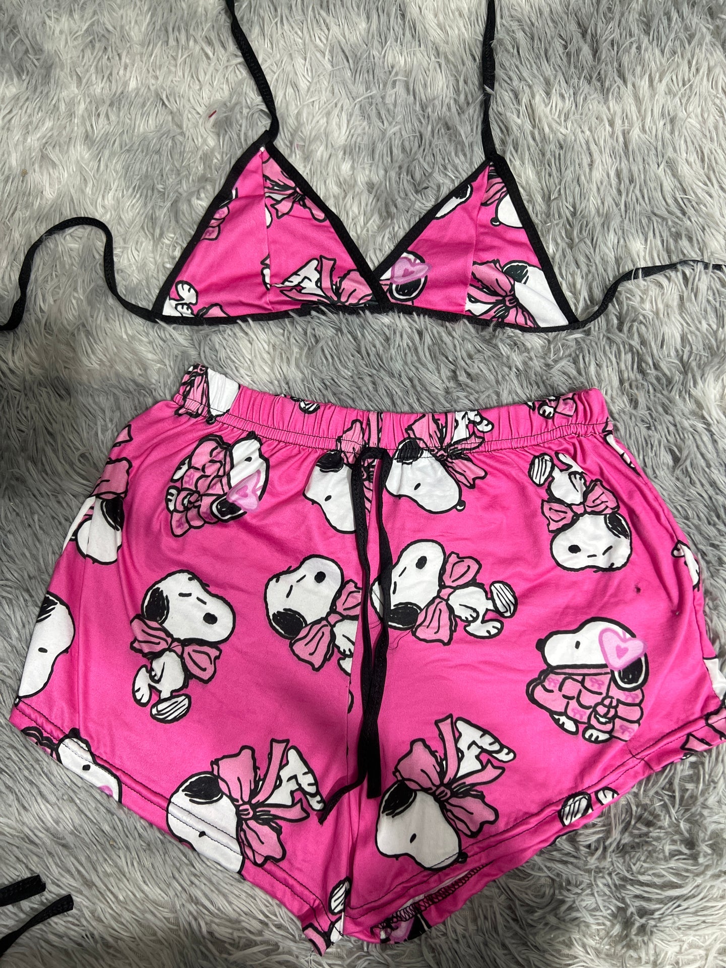 snoopy rosa Top con short unitalla de brush