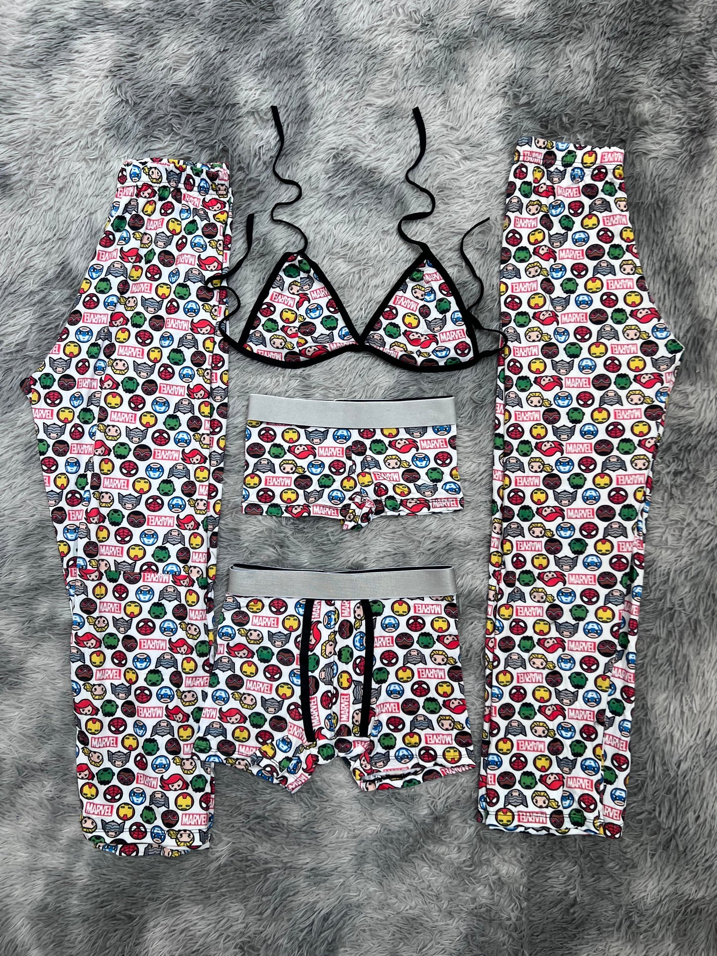 superhéroes caras fondo blanco pijama 5 piezas