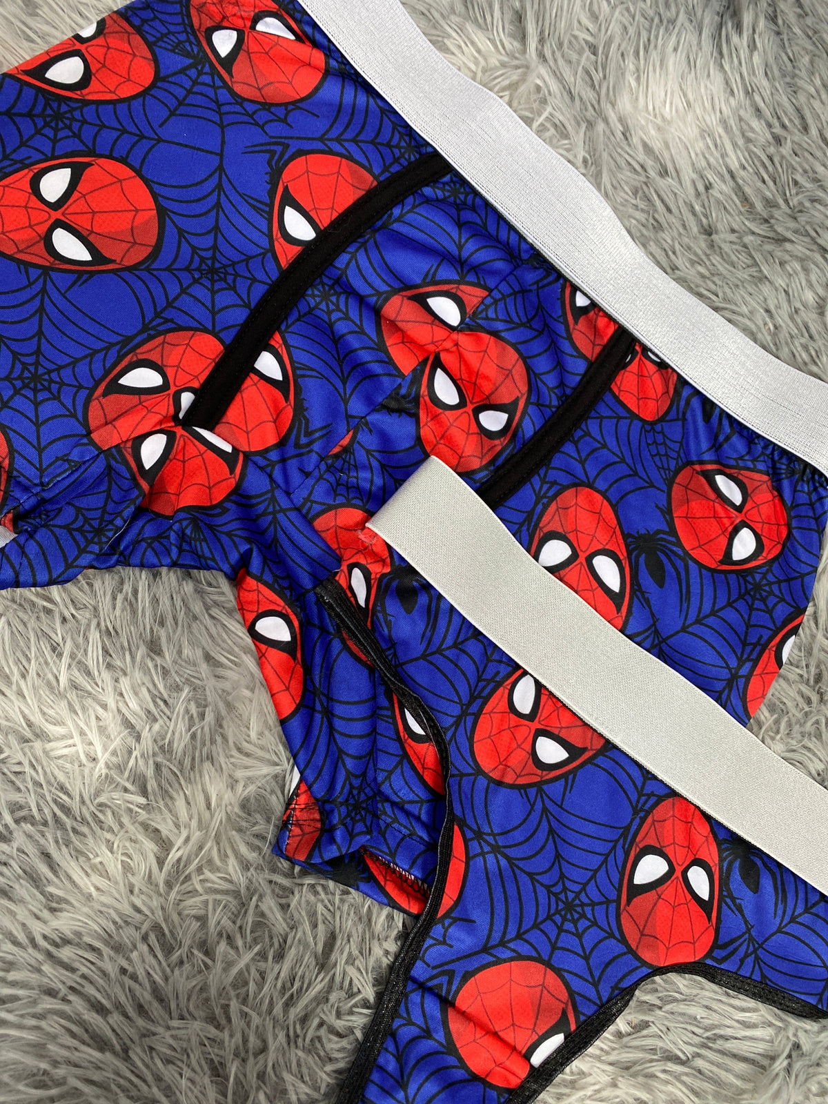 Spiderman telarañas fondo azul Duo Unitalla Con Tanga