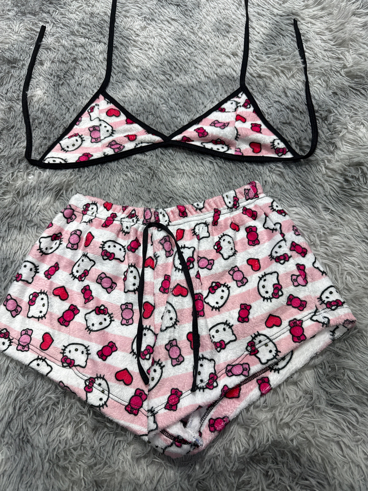 Hello Kitty Con Rayas Rosas Top Con Short Unitalla De Afelpado