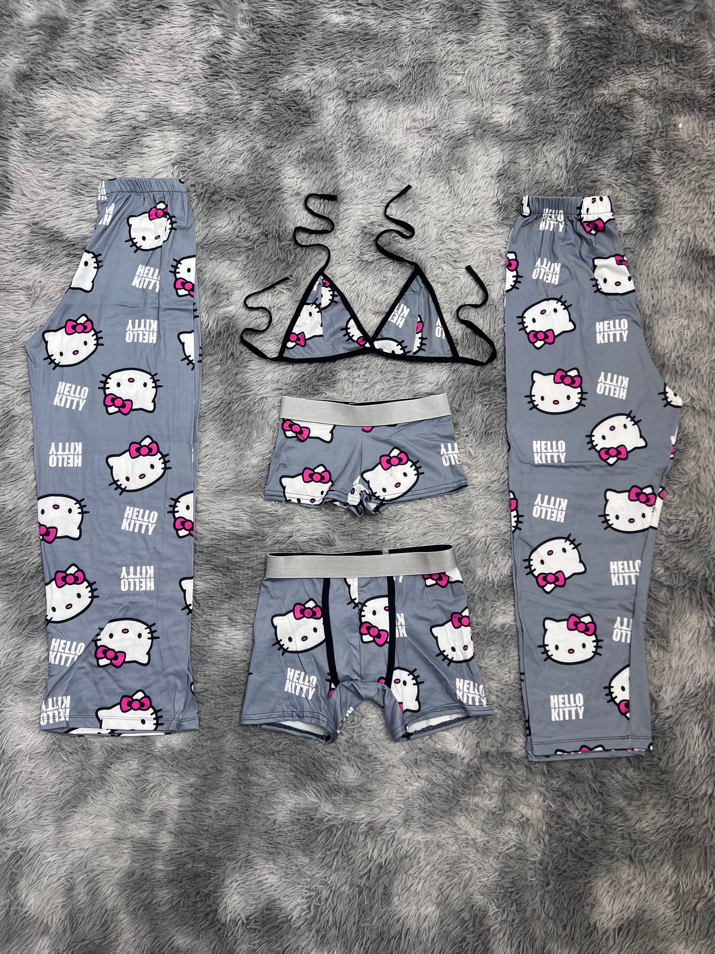 hello kitty gris pijama 5 piezas