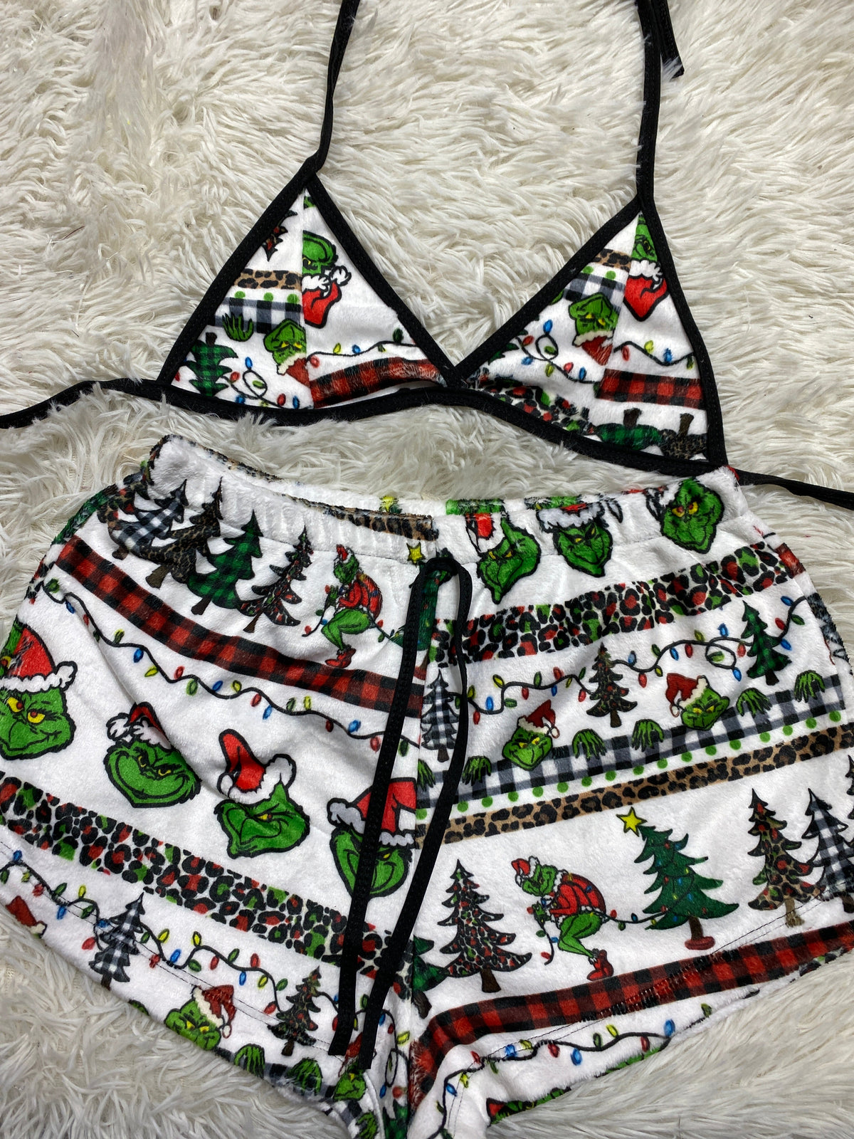 Grinch navidad top Con Short Unitalla De Afelpado