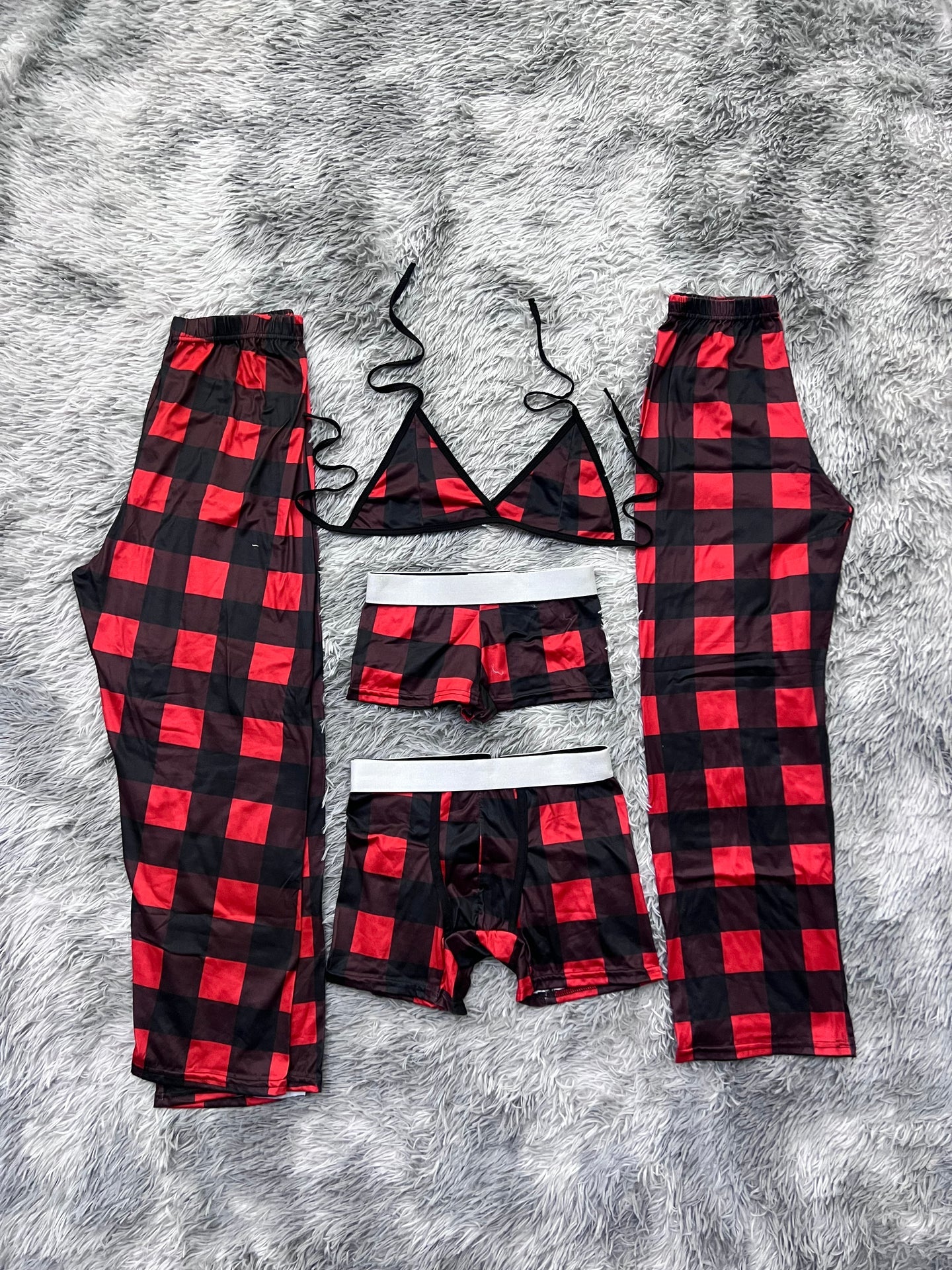 cuadros rojos pijama 5 piezas