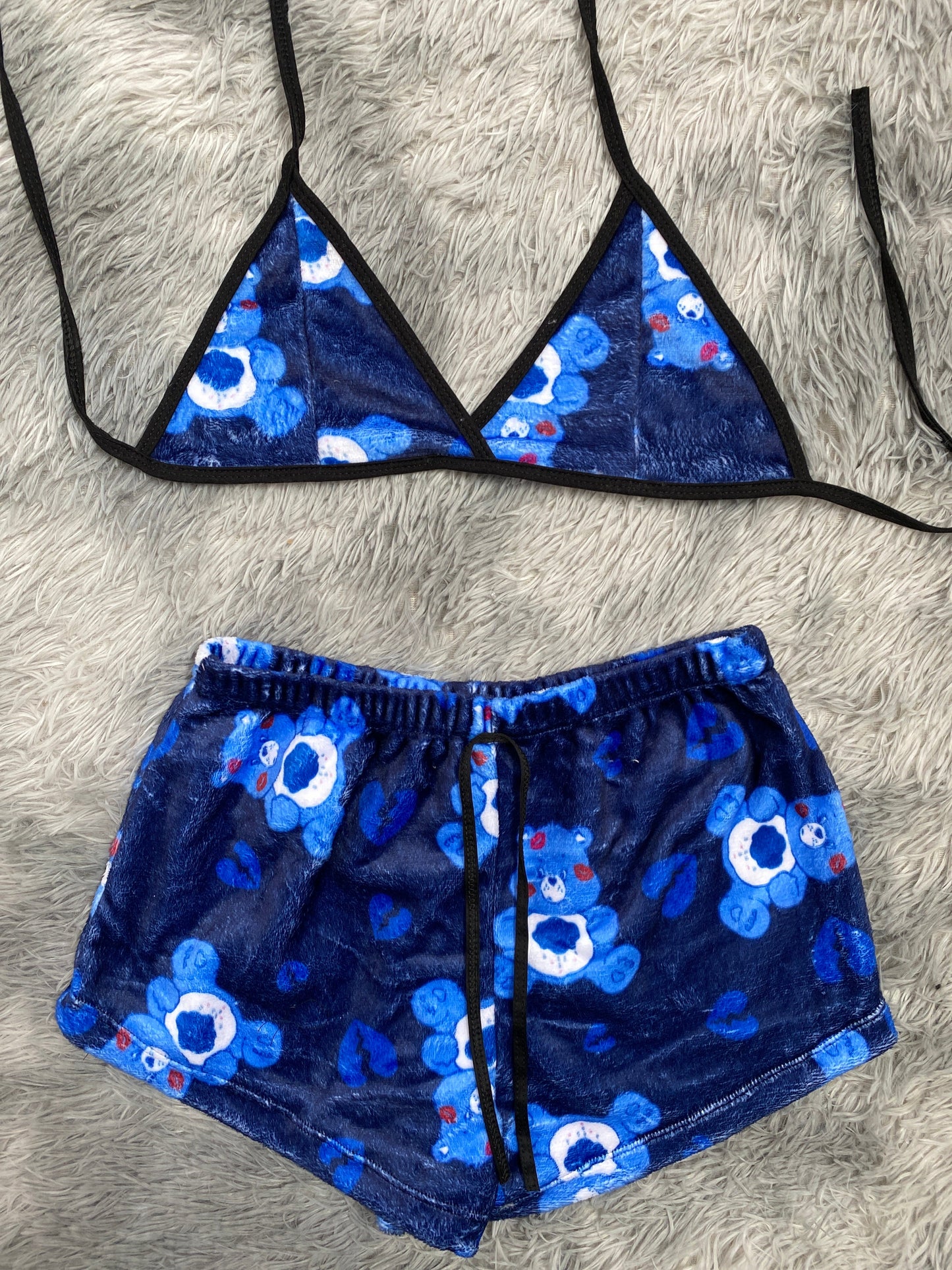 Osito cariñosito azul Top Con Short Unitalla De afelpado
