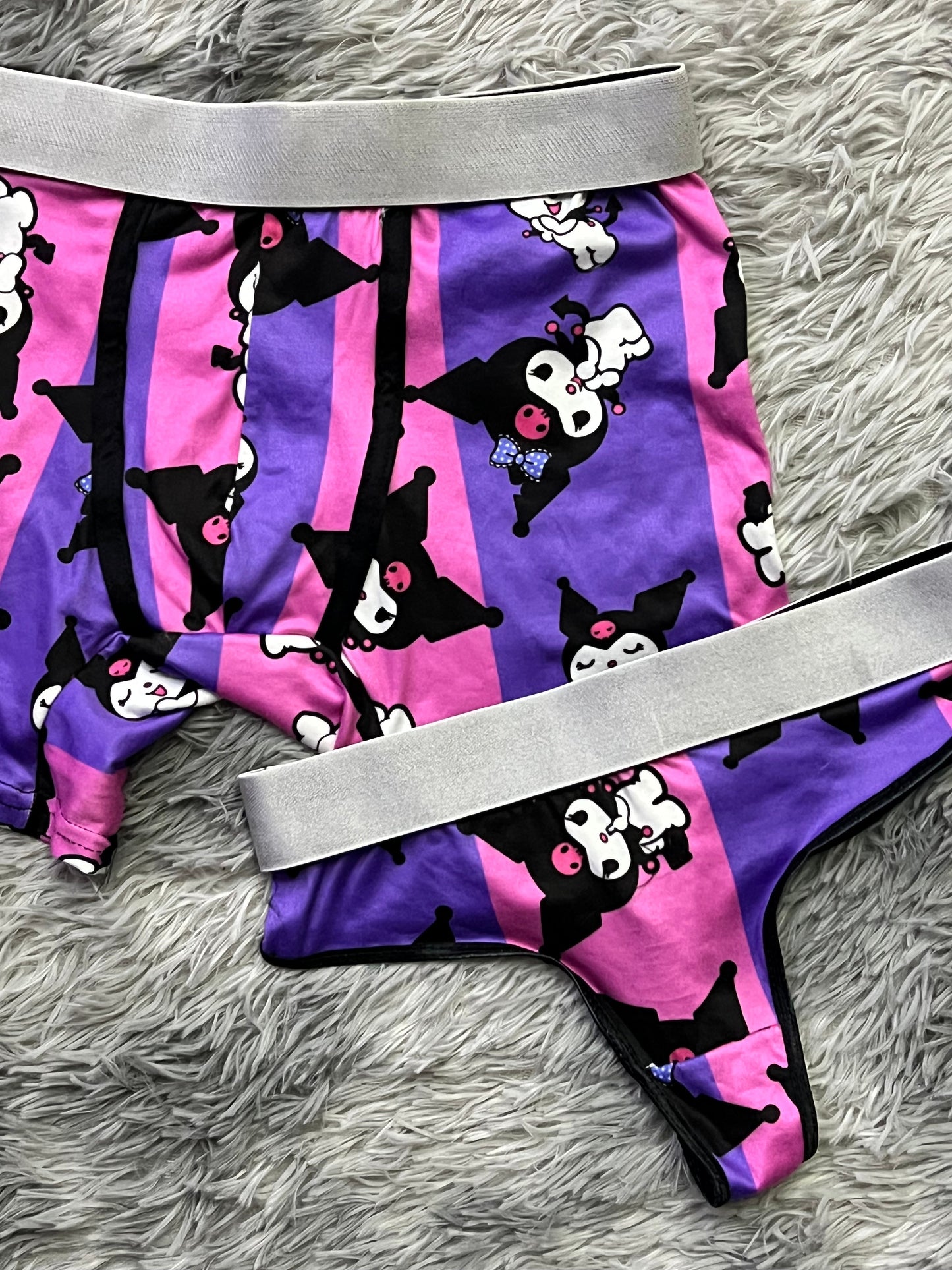 Kuromi Rayas Morado Rosado duo unitalla con tanga