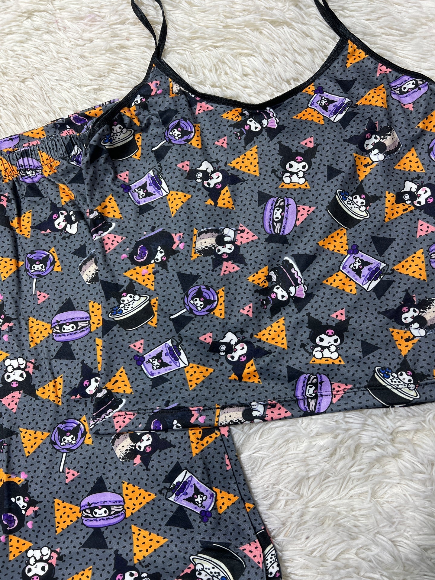 Kuromi triangulos Blusa con pantalón pijama de dama