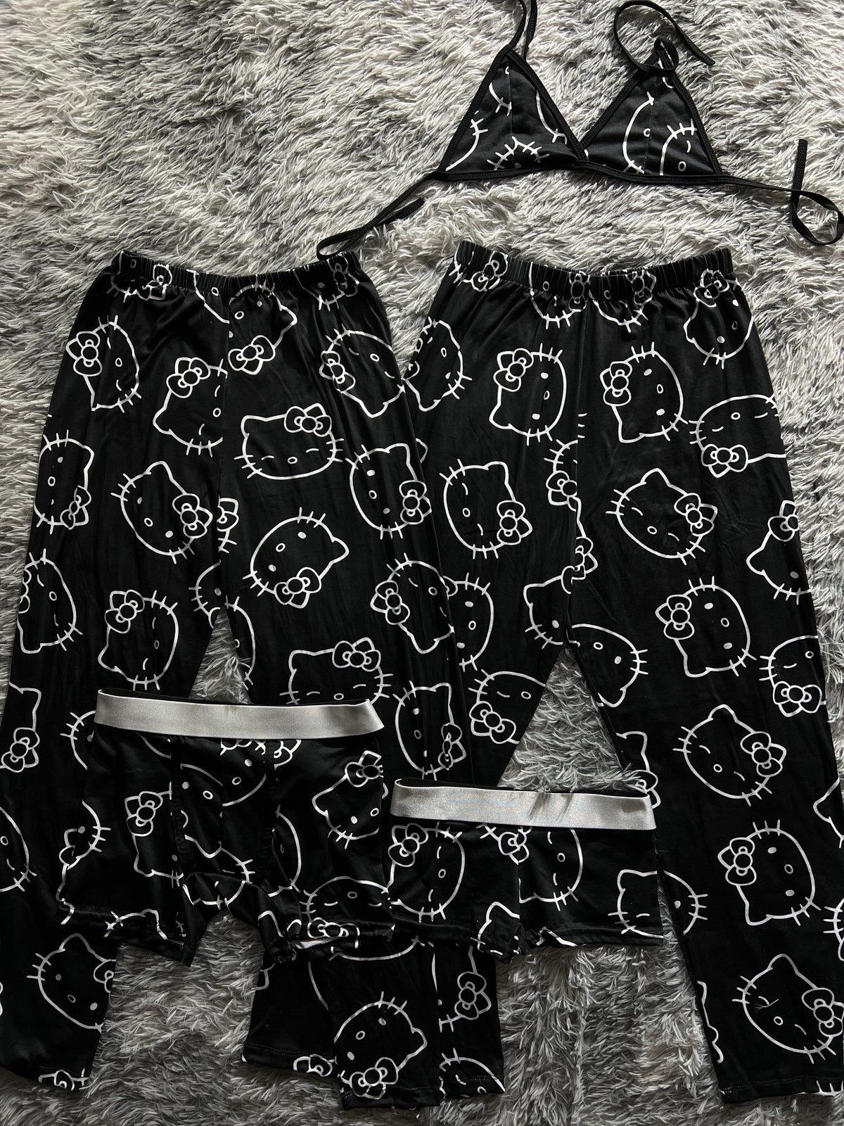 Hello Kitty Negro Pijama De 5 Piezas