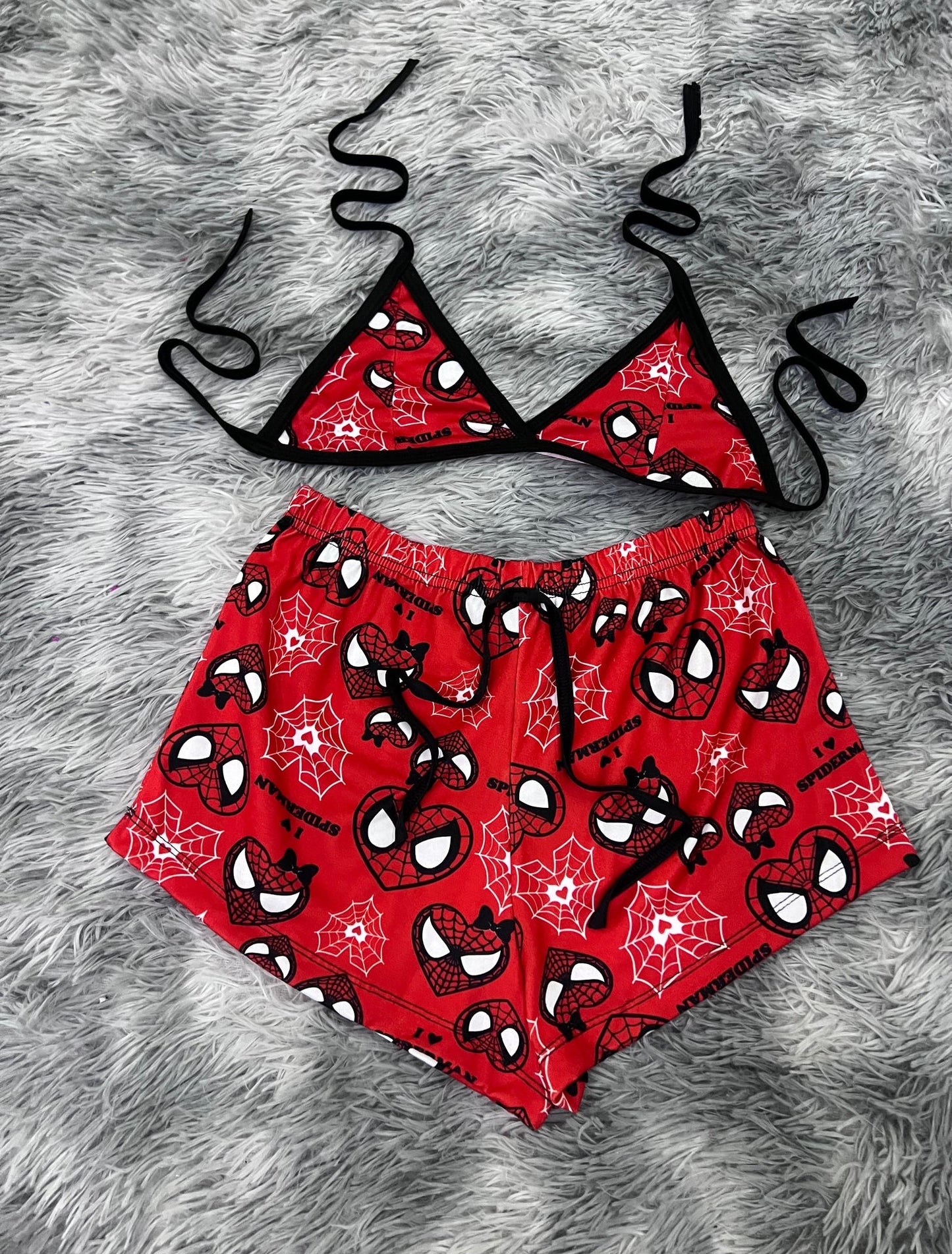 spiderkitty corazón rojo Top con short unitalla de brush