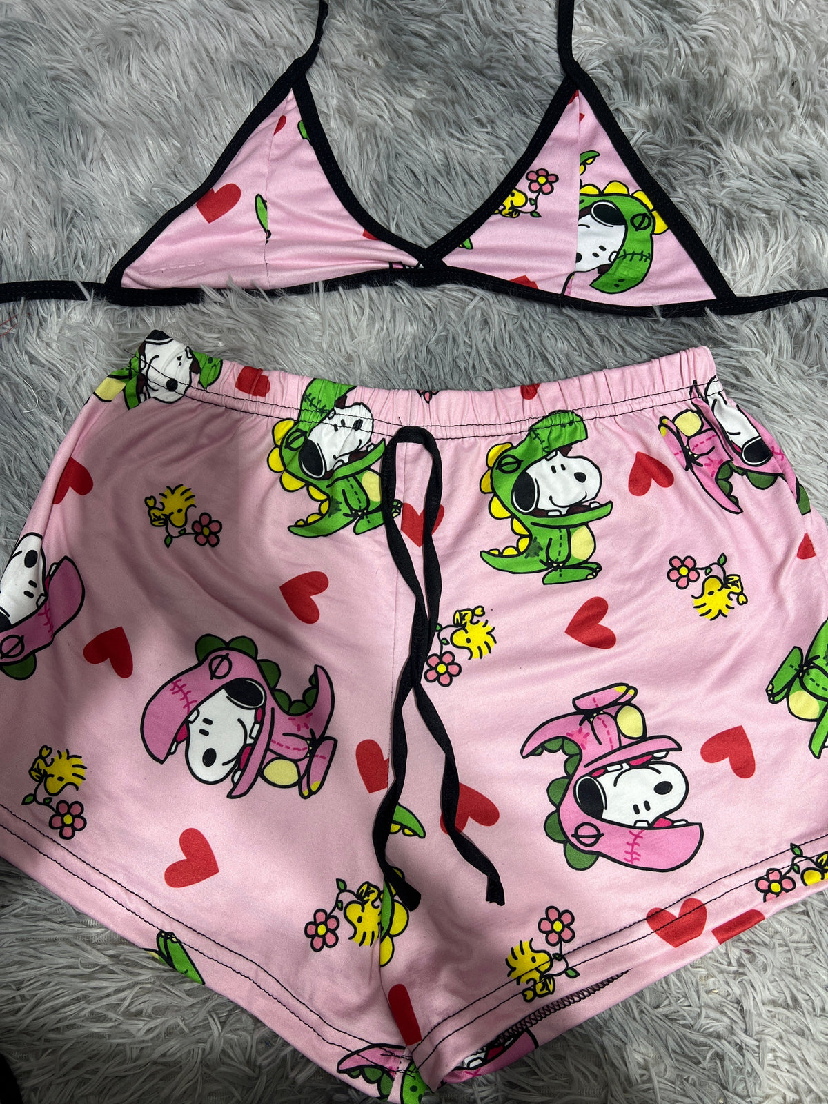 Snoopy Dinosaurio Top Con Short Unitalla De Brush