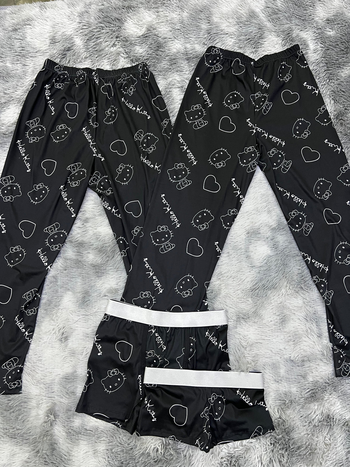 Hello Kitty Negro Pijama De 5 Piezas