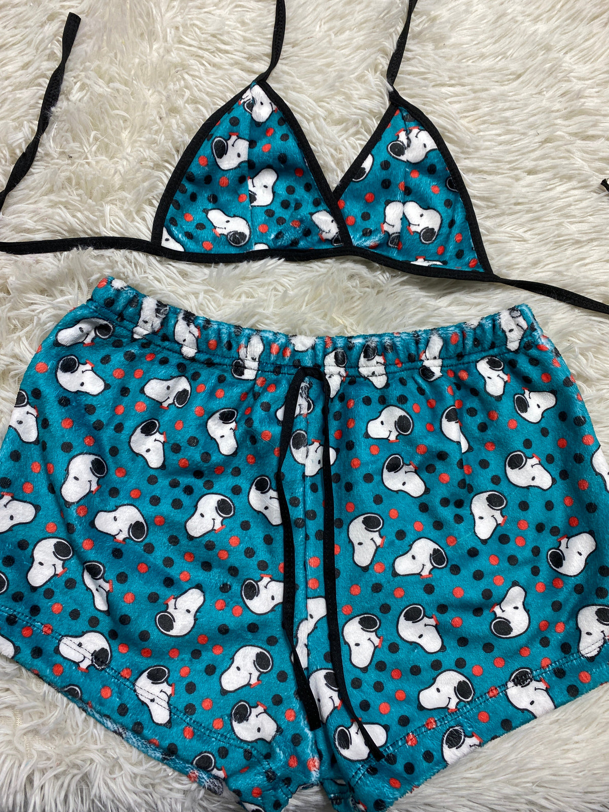 Snoopy puntos naranjas top Con Short Unitalla De Afelpado