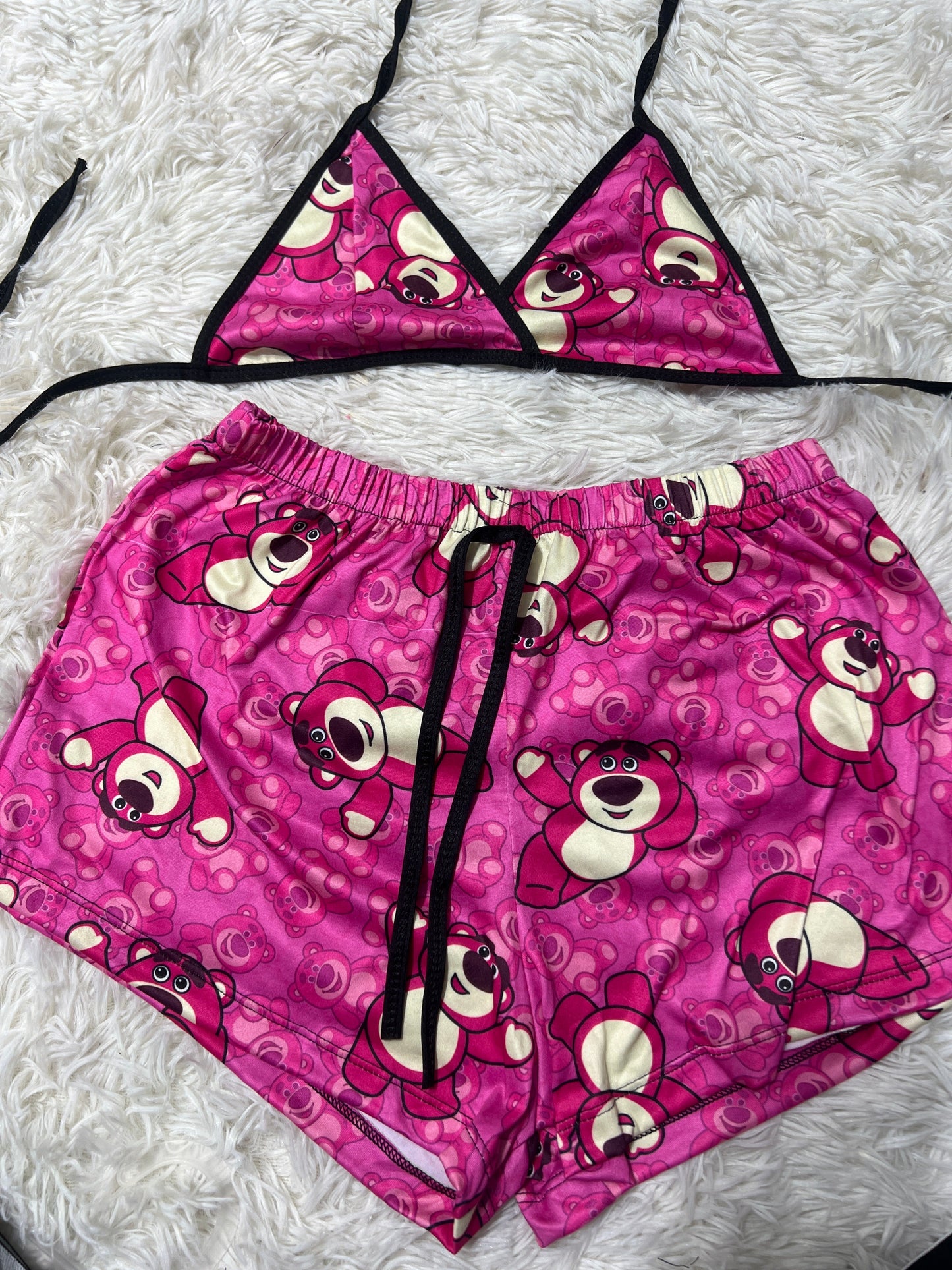 lotso rosa top con short unitalla de brush