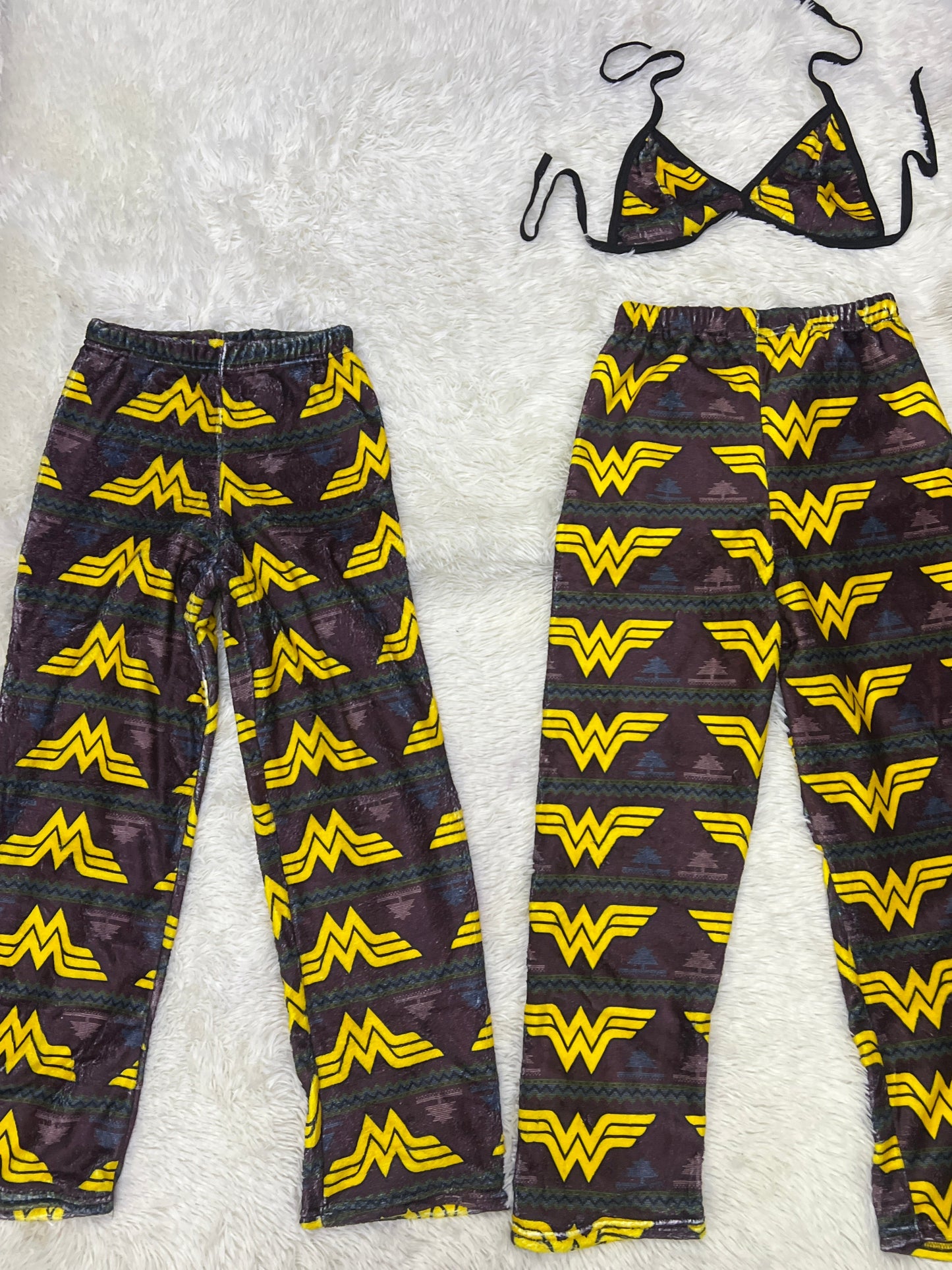 Wonder Woman Rojo Azul Duo de pijama afelpada