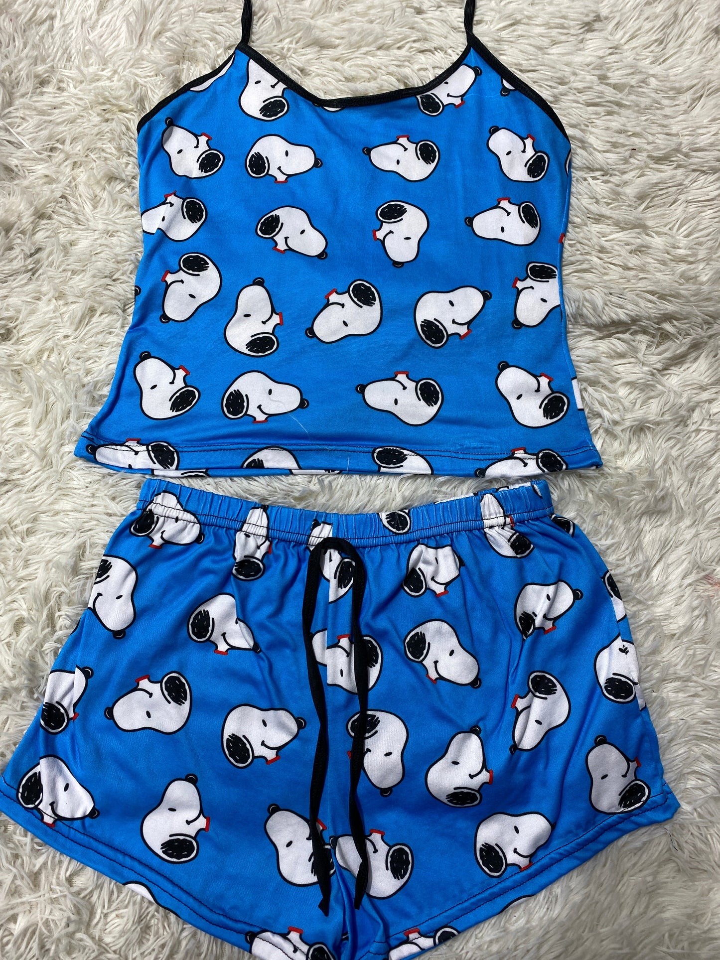 Caras de snoopy azul blusa con short