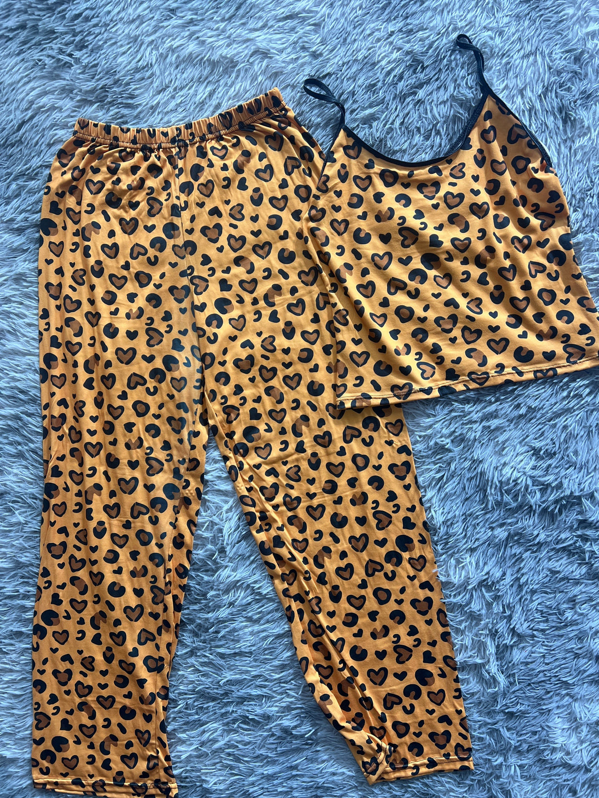 Leopardo Blusa Con Pantalón Pijama De Dama