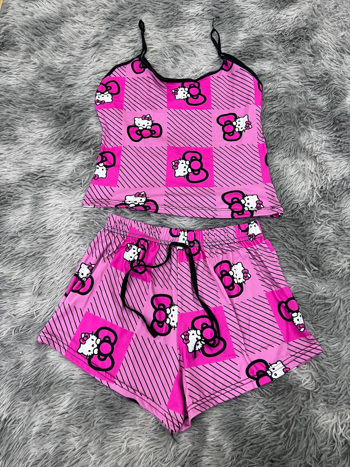 hello kitty cuadros rayados blusa con short