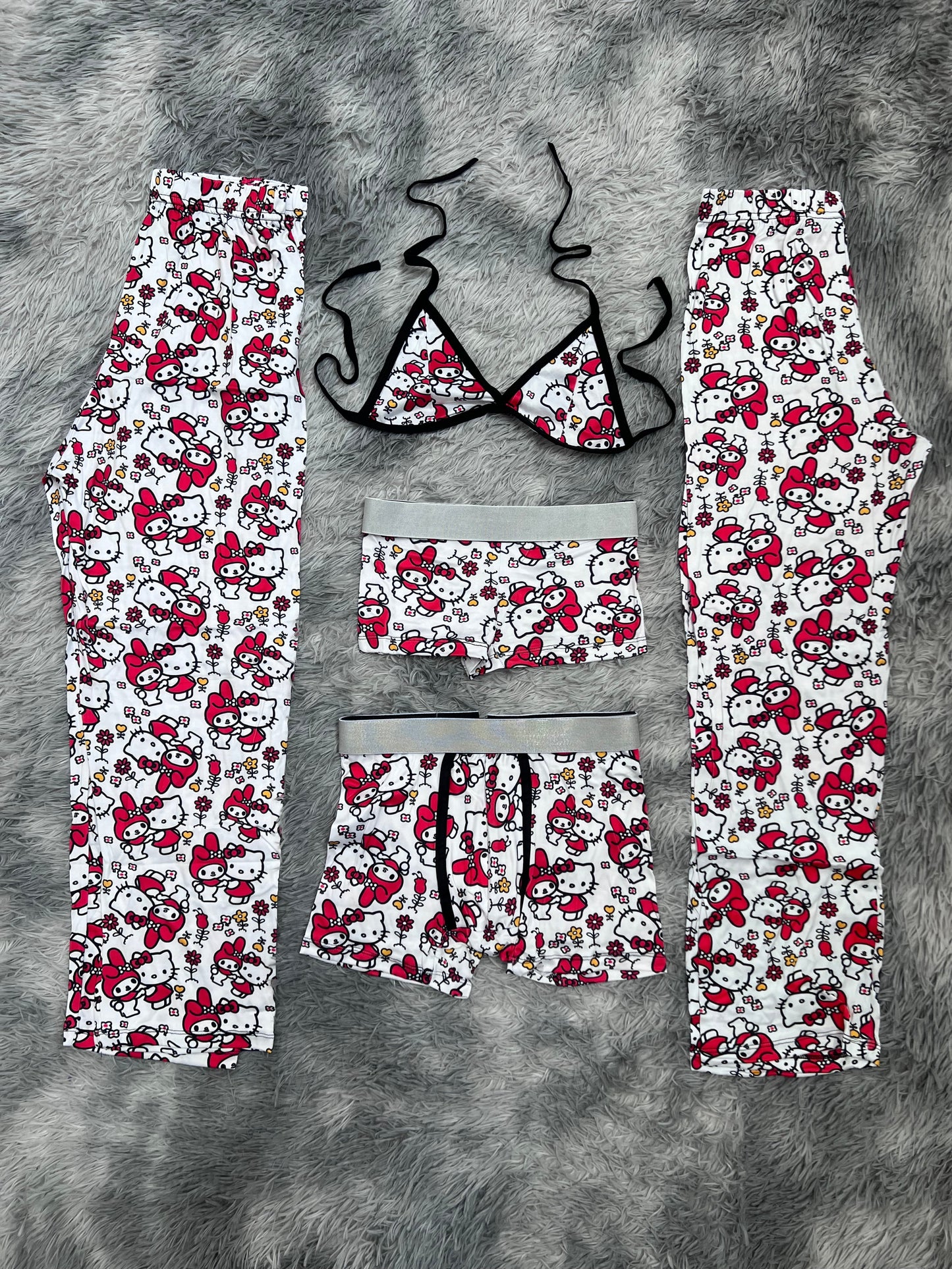 my melody y hello kitty abrazadas pijama 5 piezas