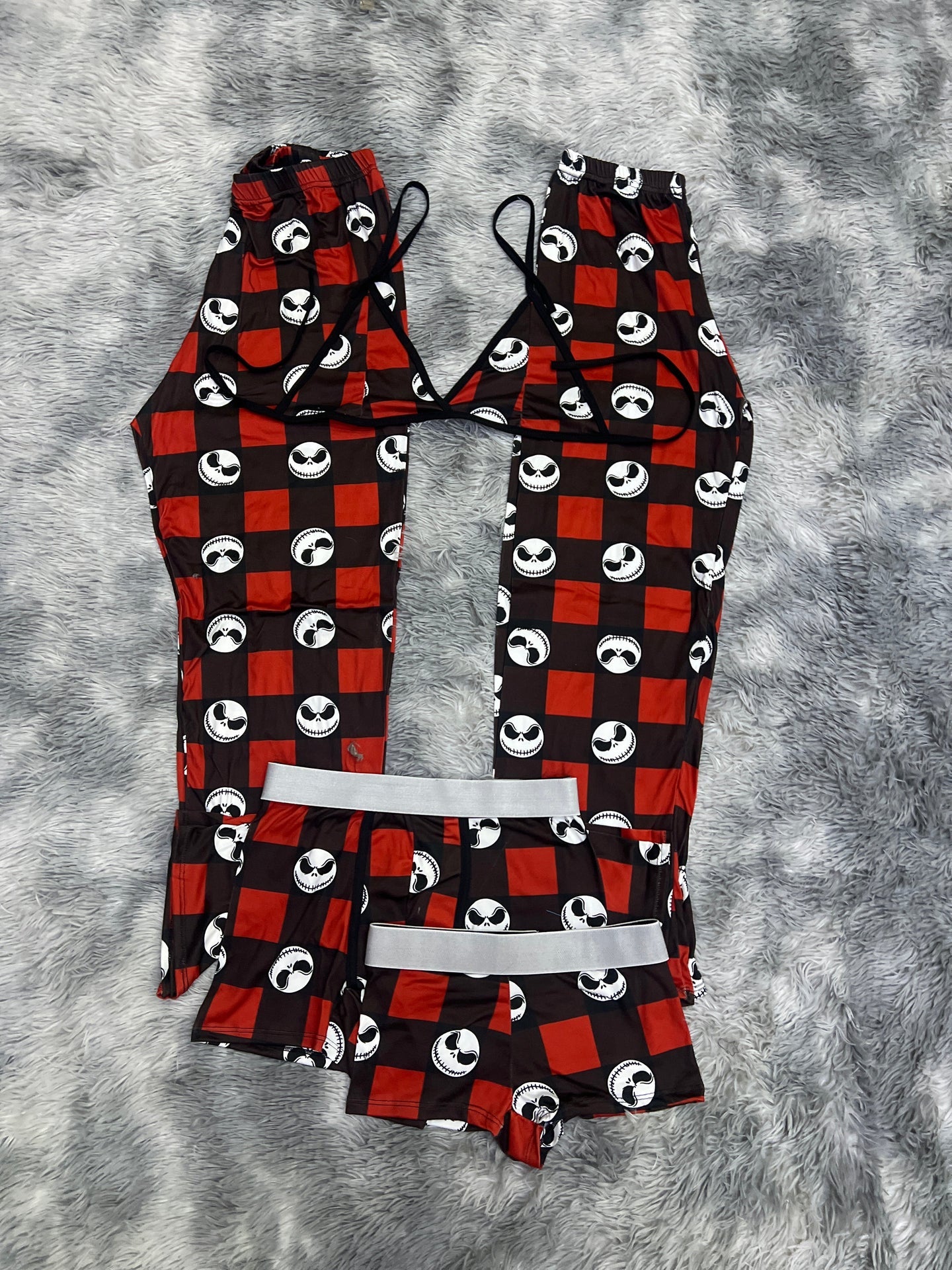 Jack red plaid 5 piece pajama set For Couples 🎃 Halloween