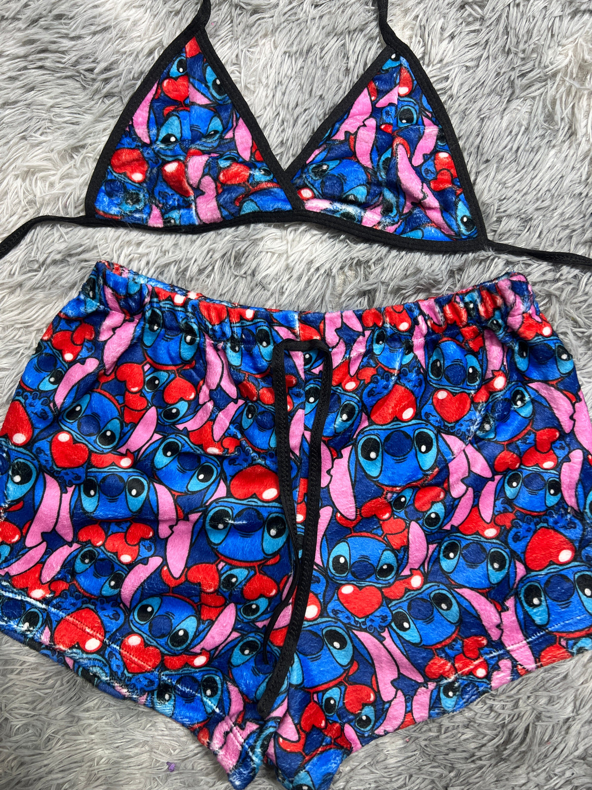 Stich Corazones Top Con Short Unitalla De Afelpada