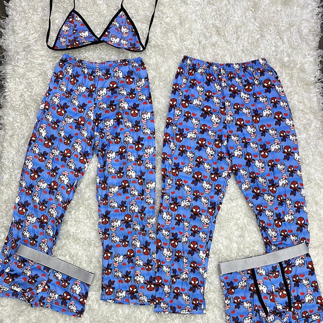 Spider Hello Kitty Azul Pijama De 5 Piezas