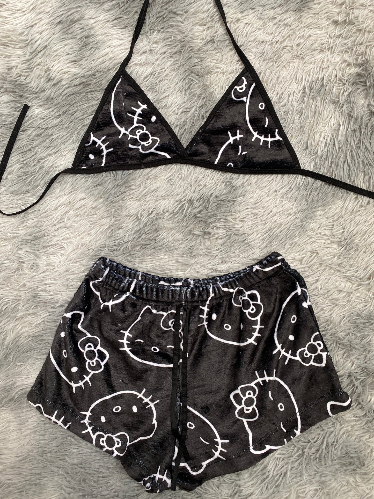 Hello Kitty contorno blanco Top Con Short Unitalla De afelpado