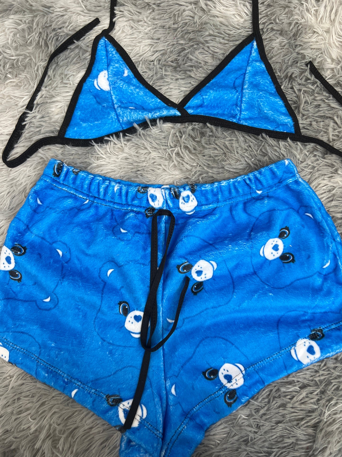 oso cariñoso azul top con short unitalla de afelpado