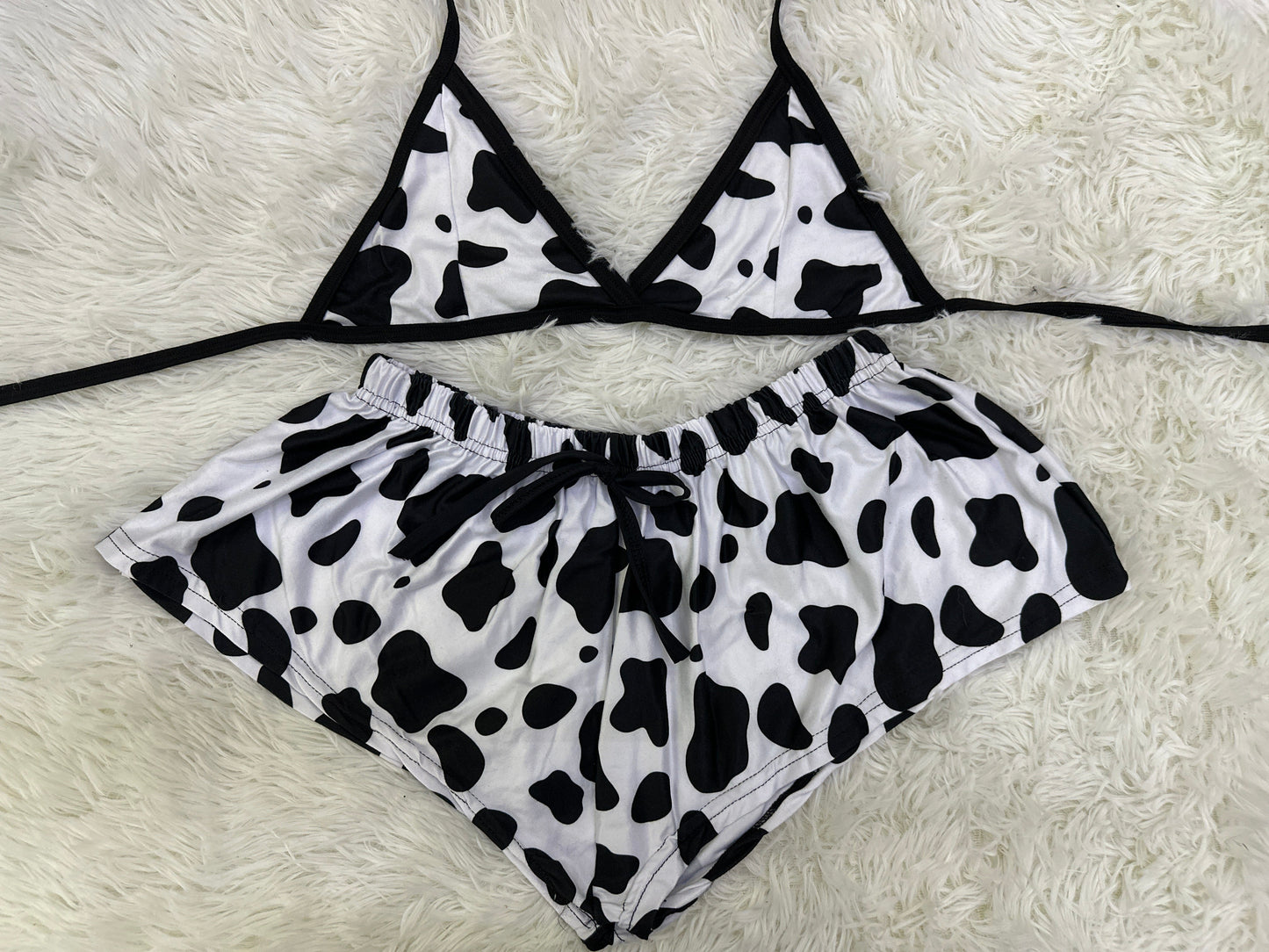Estampado Vaca Blanco Negro duo short con top