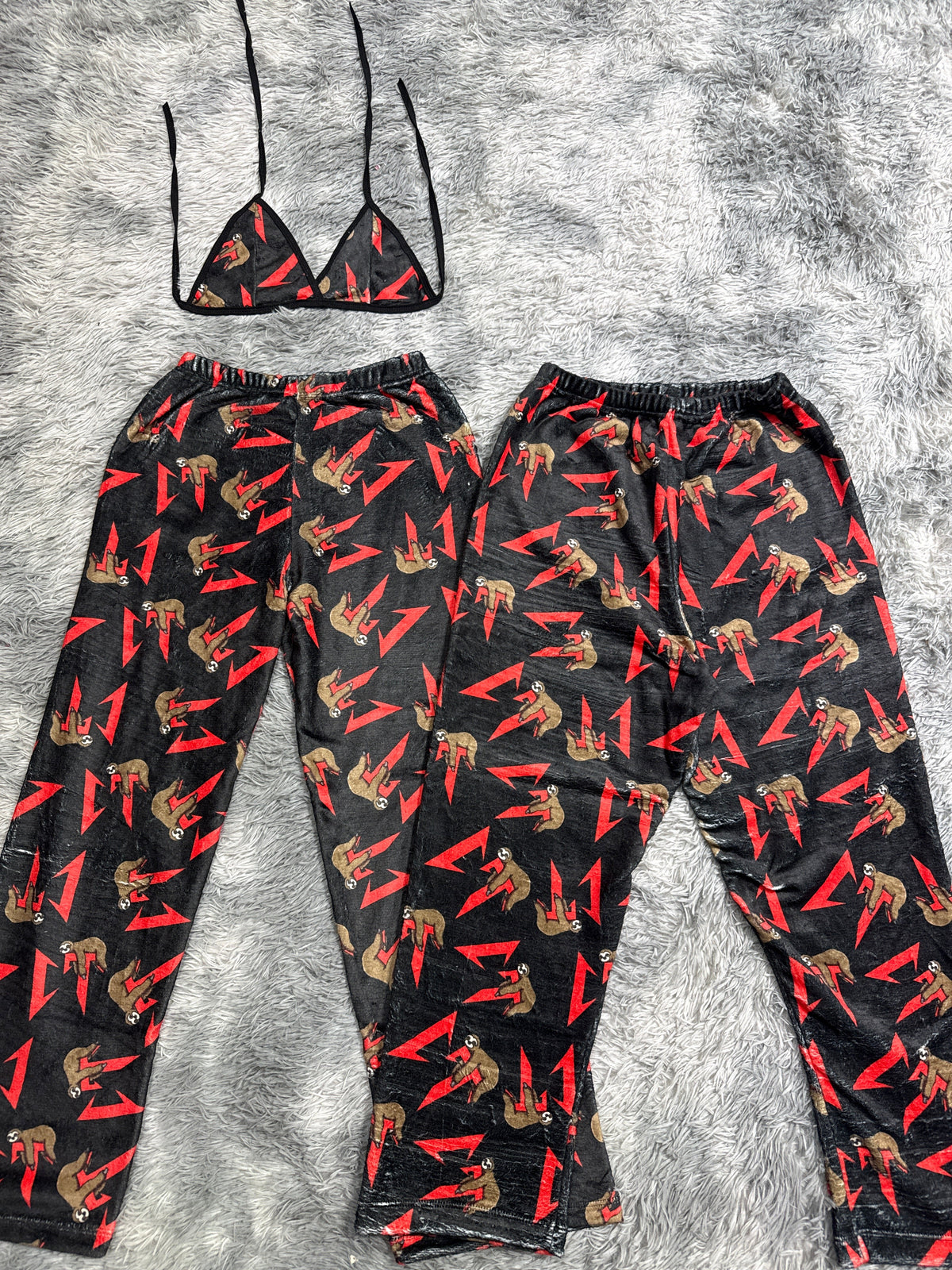 Ct Negro Y Rojo Duo De Pijama Afelpada