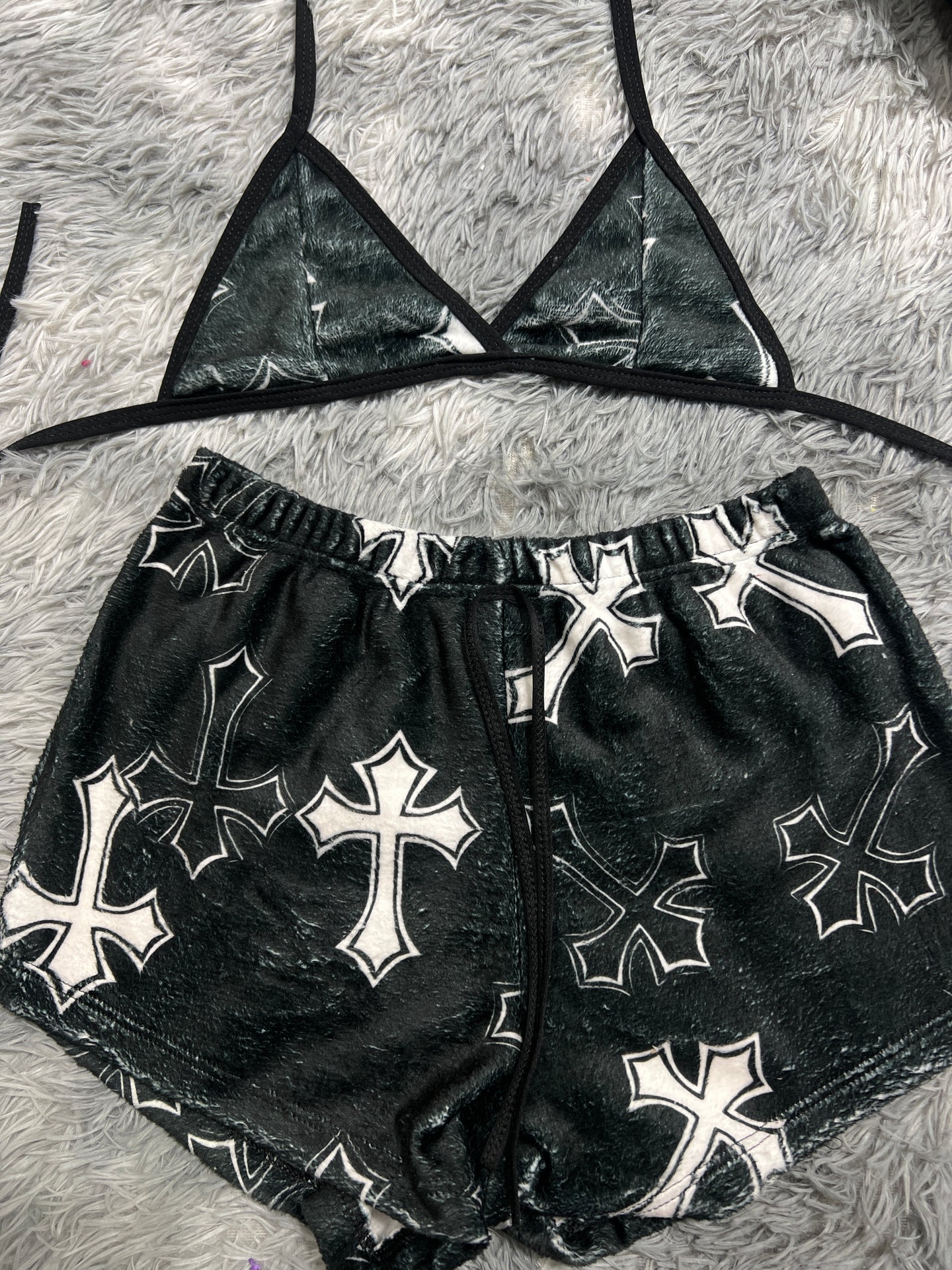 cruces top con short unitalla de afelpada