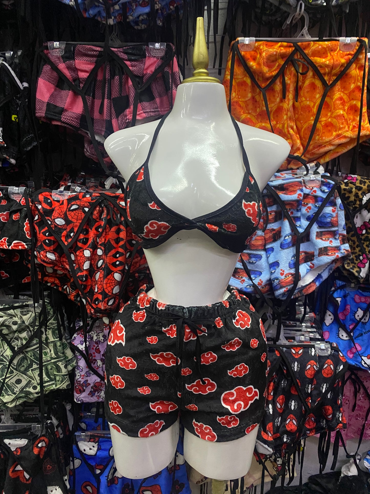 Nubes akatsuki Pijama de dama short con top individual de dama afelpado