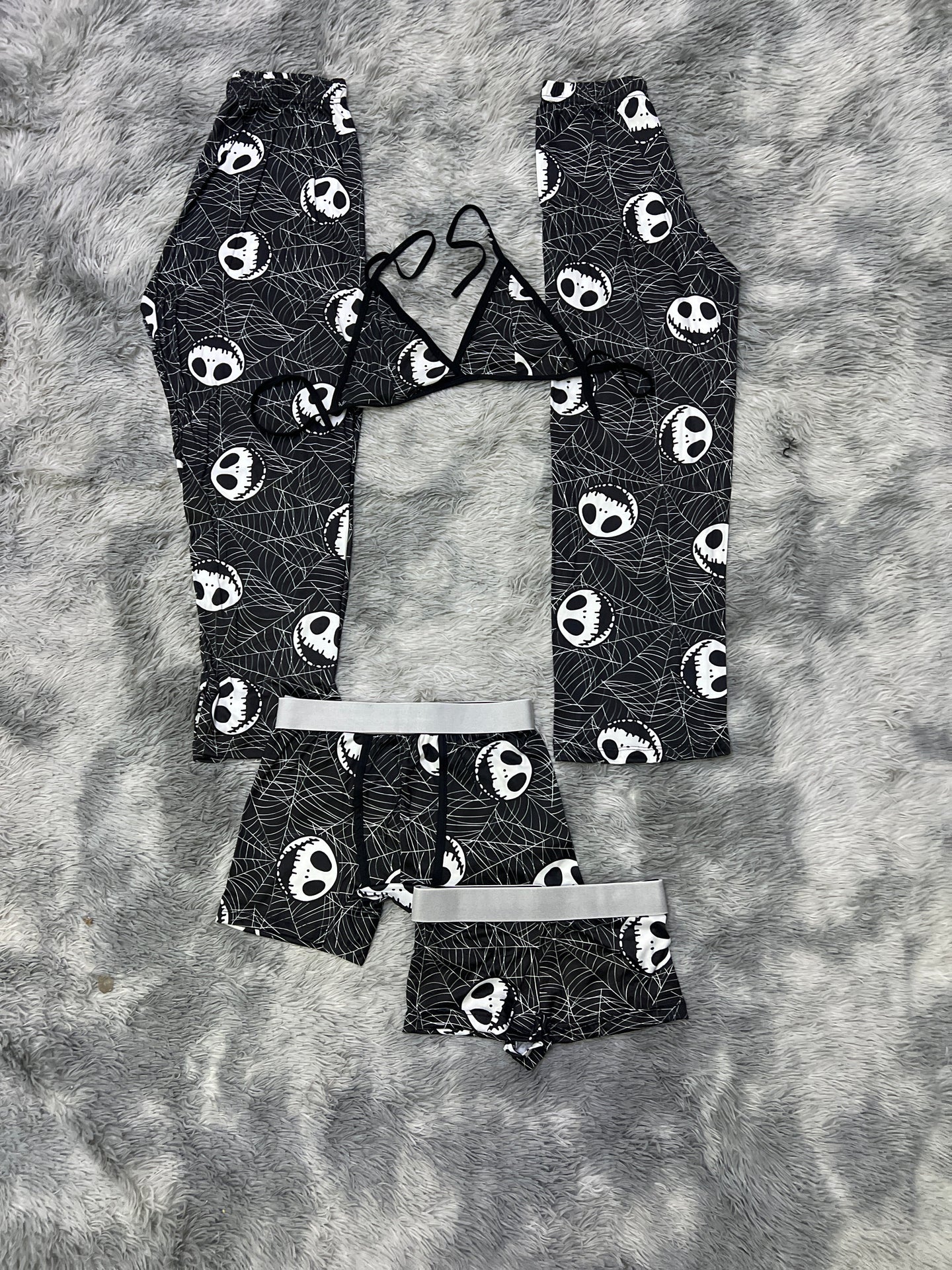 Jack And Cobwebs Black Print 5 piece pajama set 🎃👻