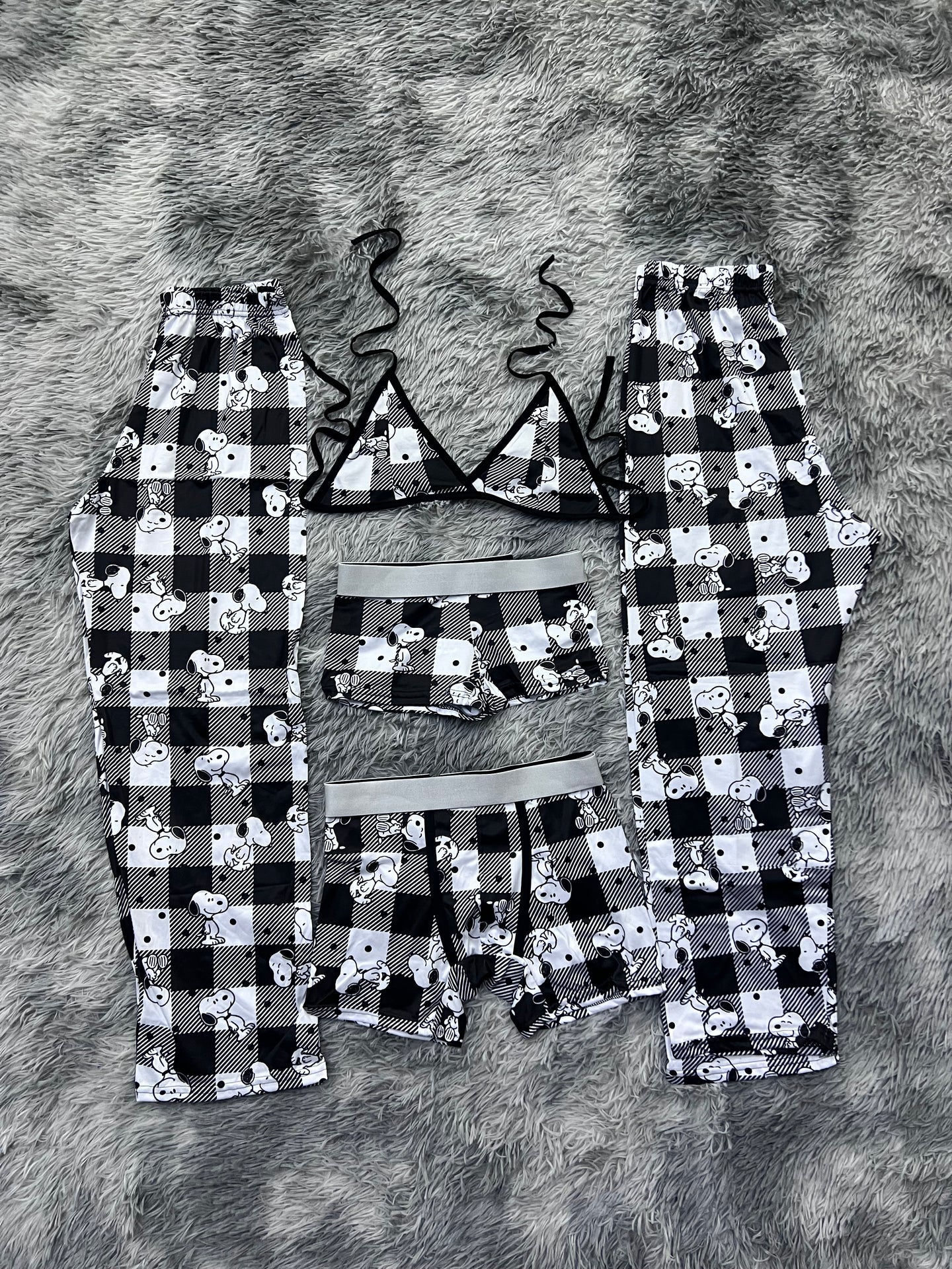 snoopy cuadros rayados pijama 5 piezas