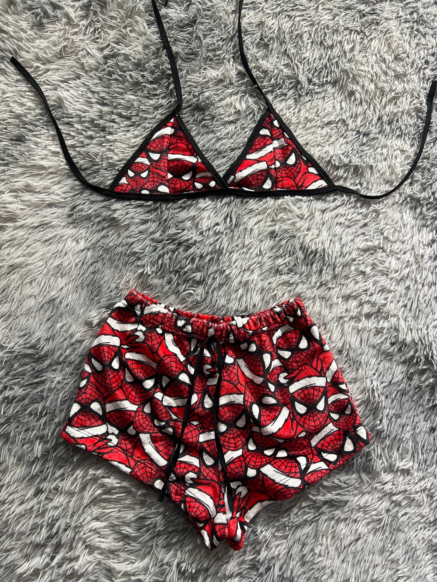 Spiderman navideño top con short unitalla de afelpada