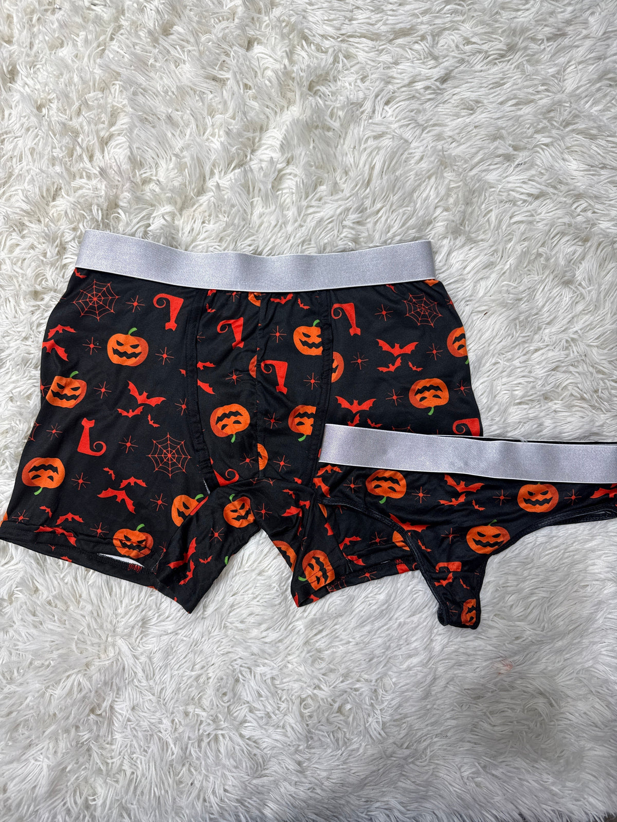 Halloween Naranja Con Fondo Negro Duo De Boxer Con Tanga