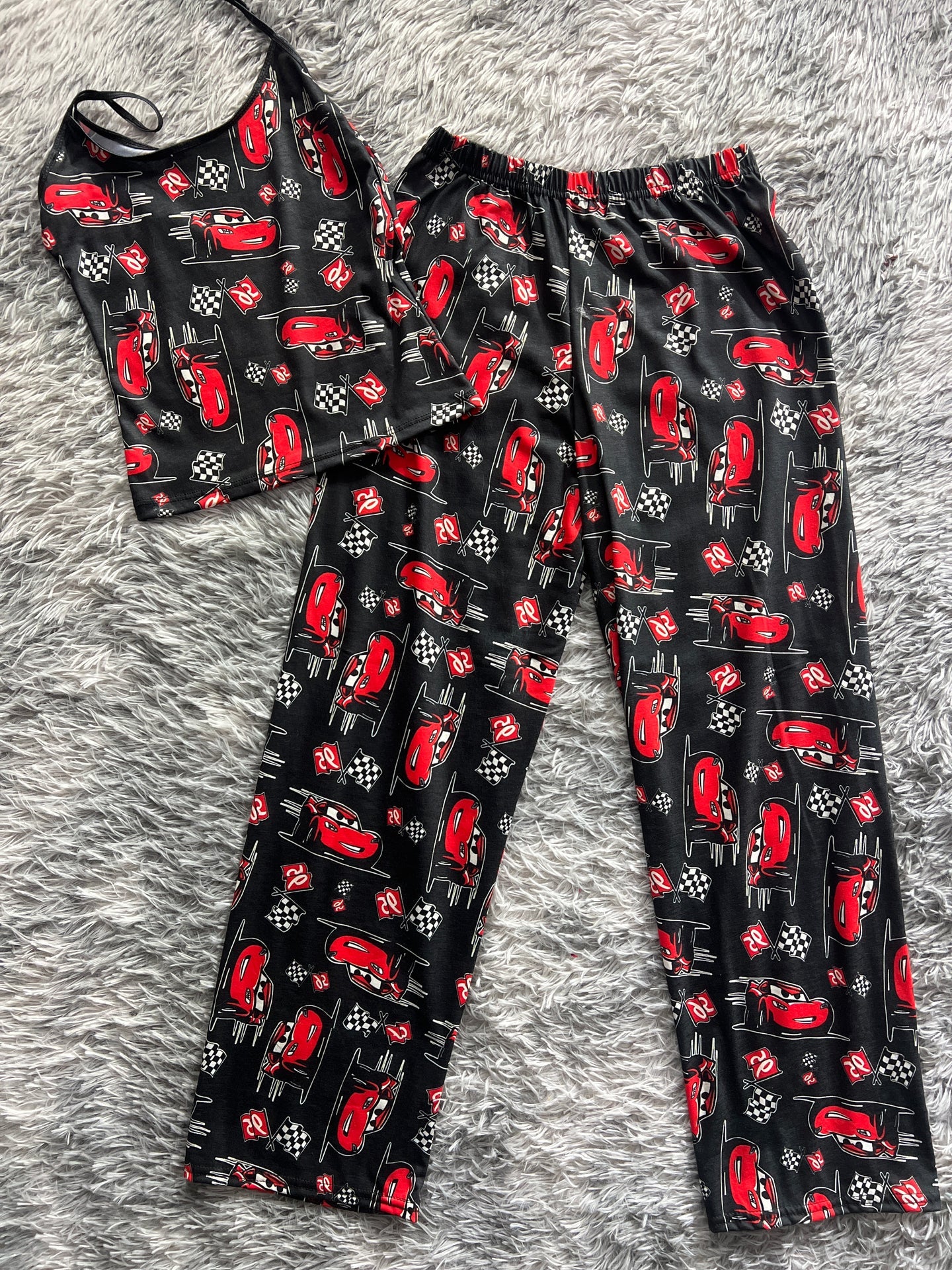 McQueen banderas negro blusa con pantalón pijama de dama