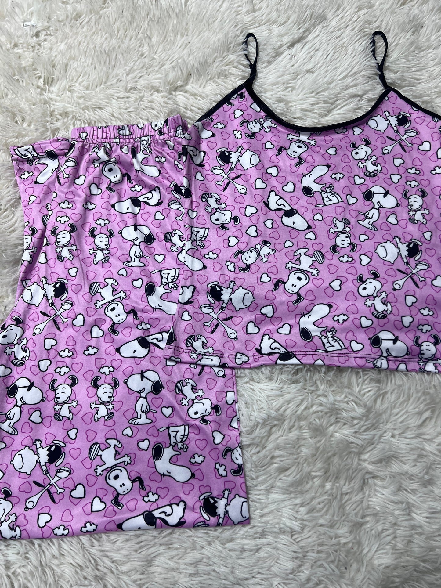 snoopy lila blusa con pantalón pijama de dama