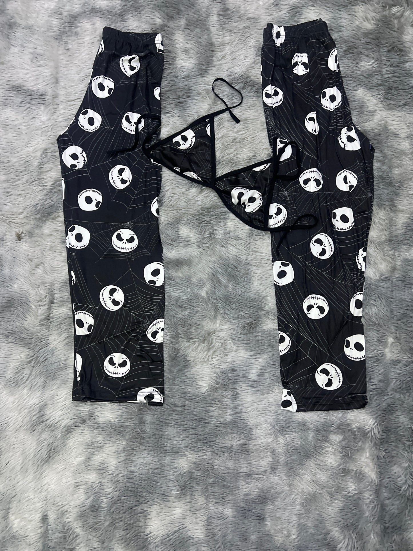 Telarañas Negro Duo de pijama afelpada