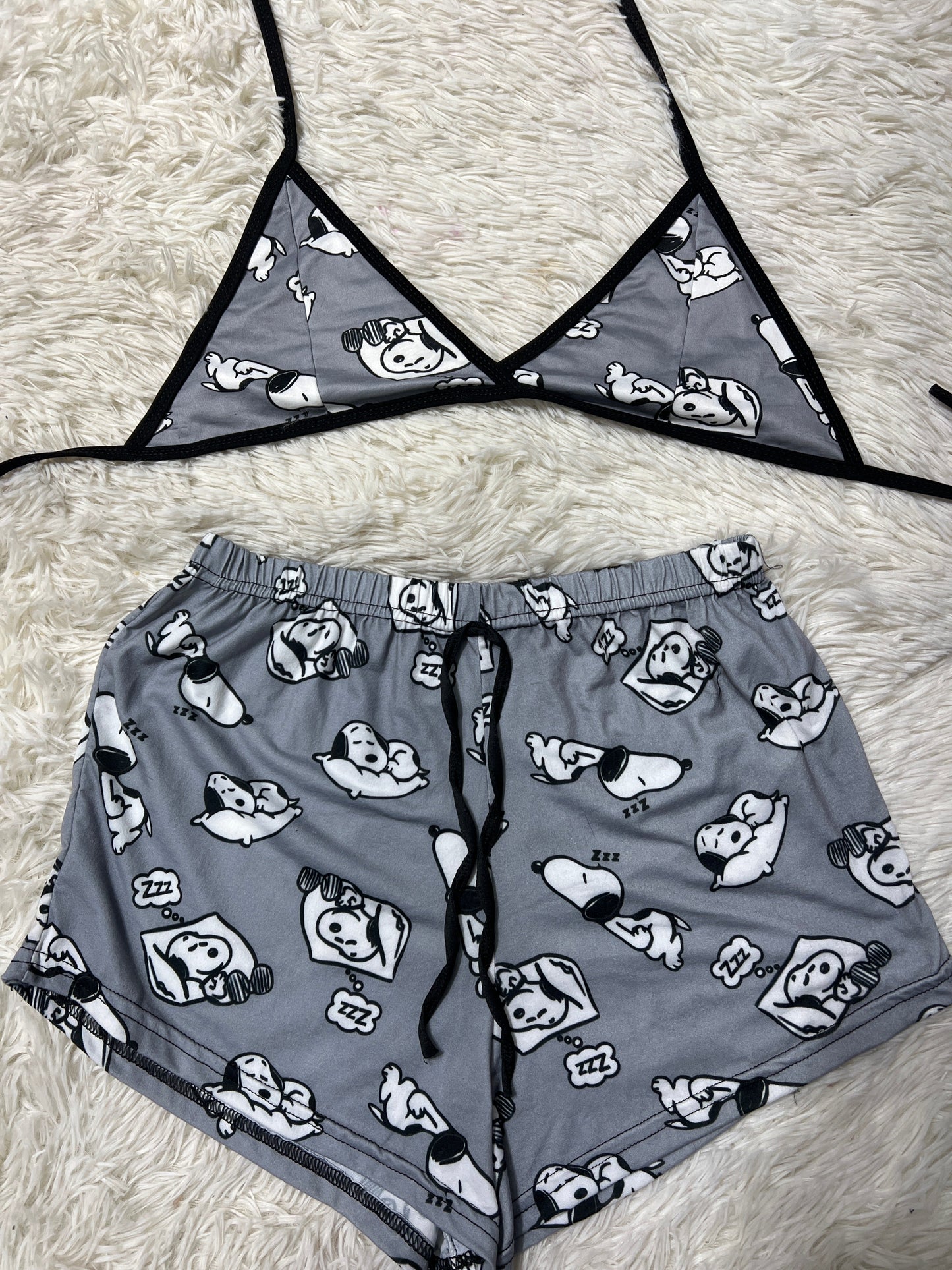 Snoopy Gris Top Con Short Unitalla De afelpado